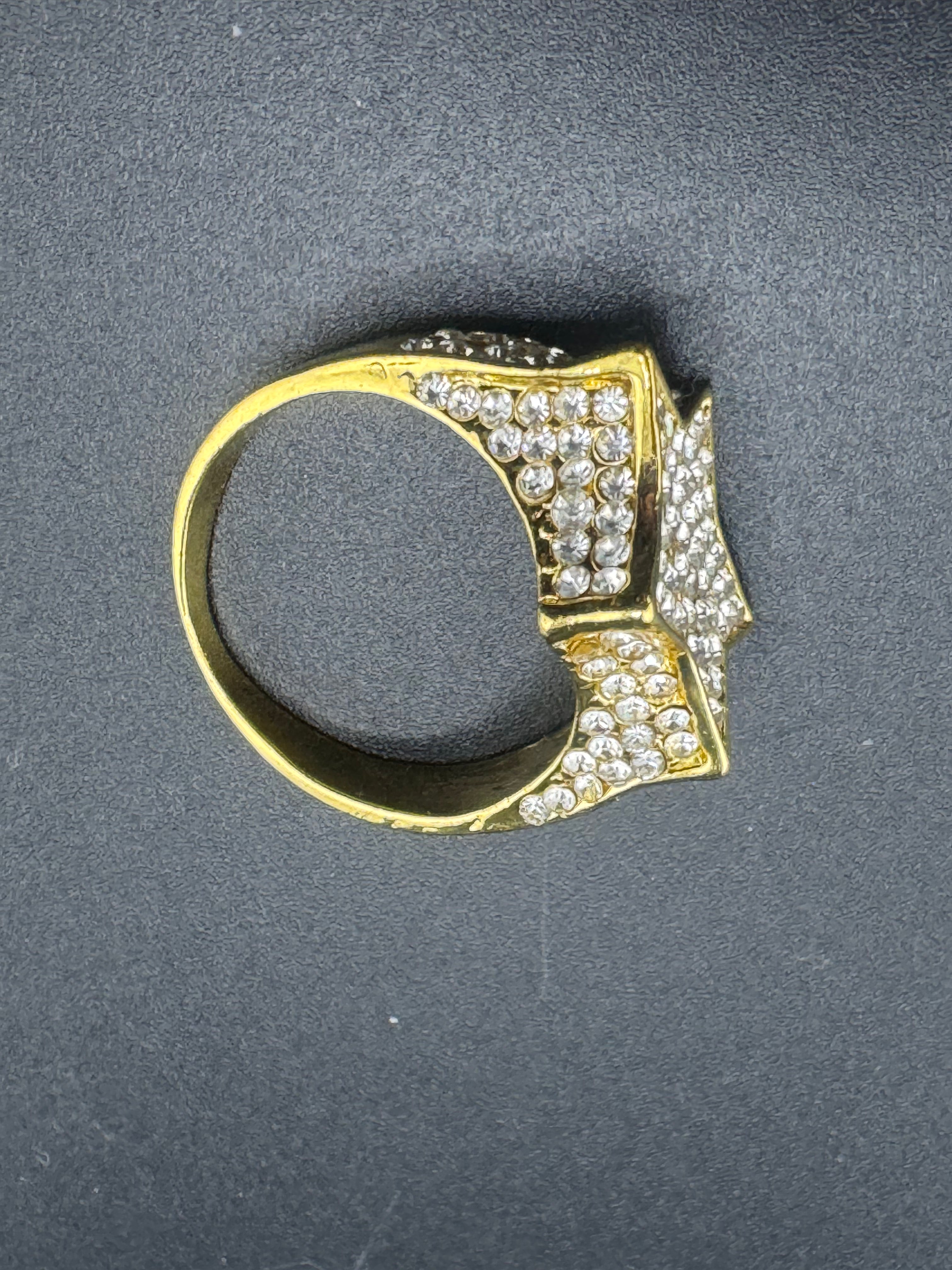 Gold Plated Stainless Steel CZ Diamond Star Ring – Size 11