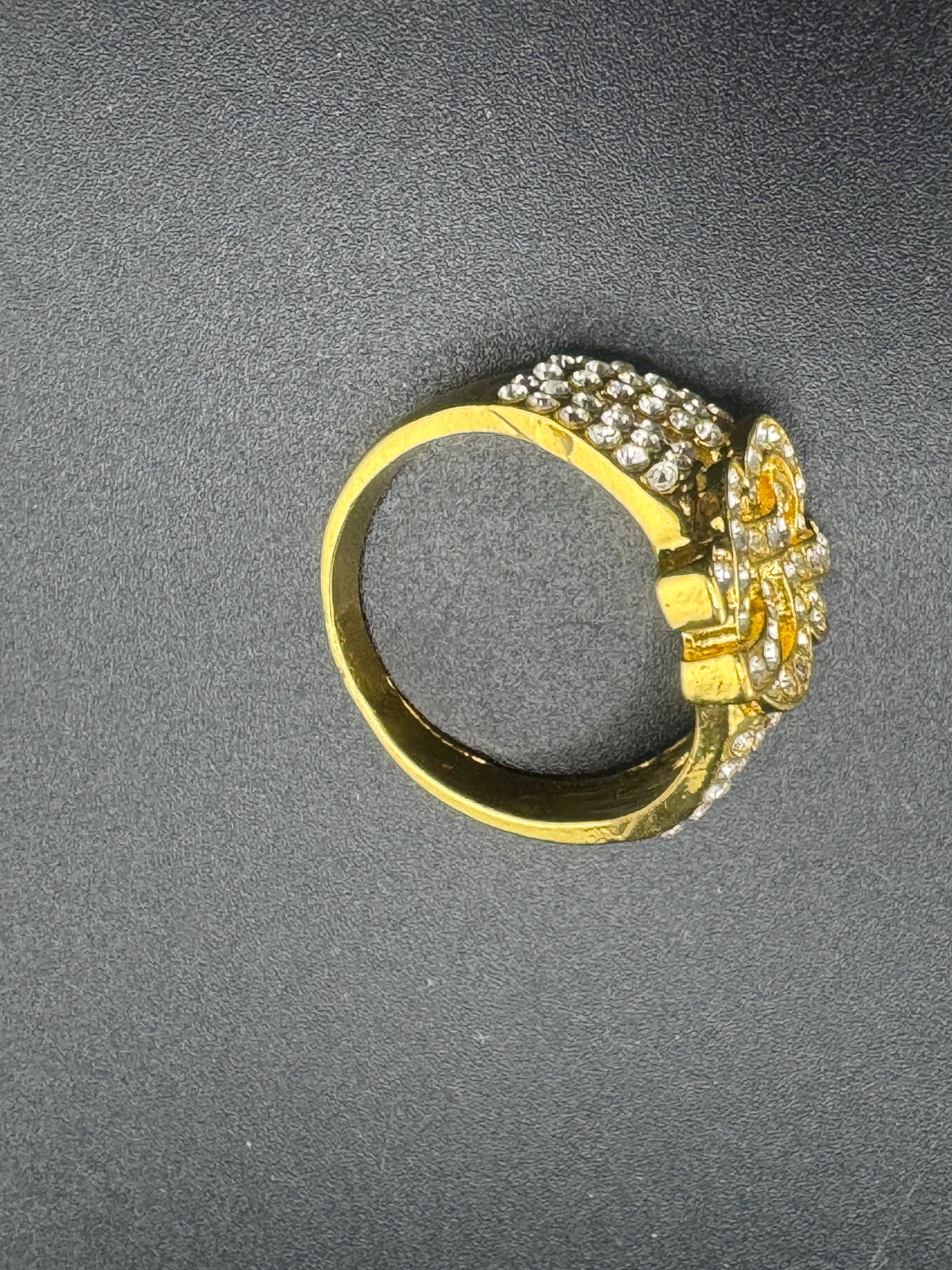 Gold Plated Stainless Steel CZ Dollar Sign Ring – Size 9.25, 7 Grams