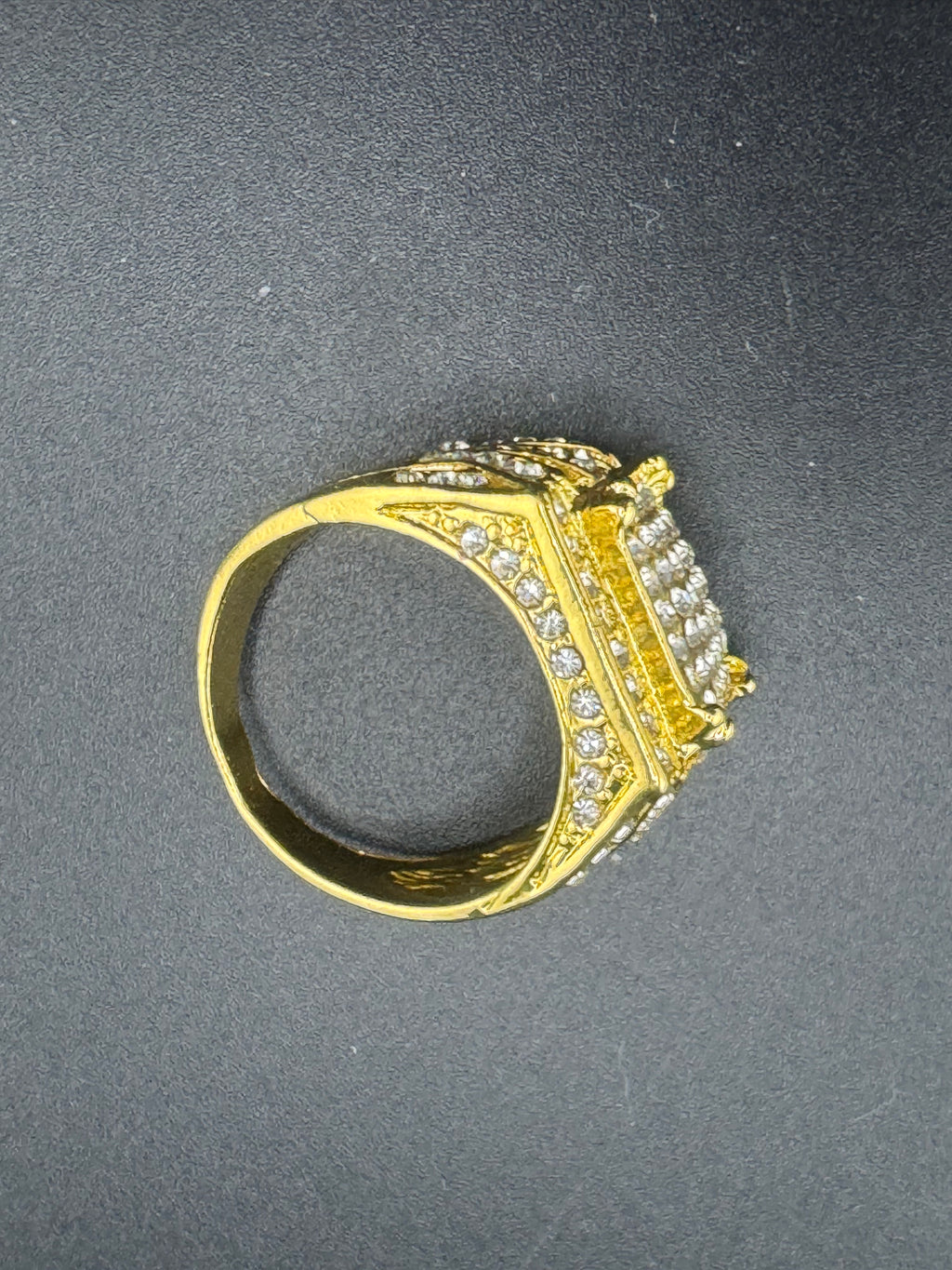 Gold Plated Stainless Steel Large Square CZ Ring – Size 11.5, 10.45 Grams