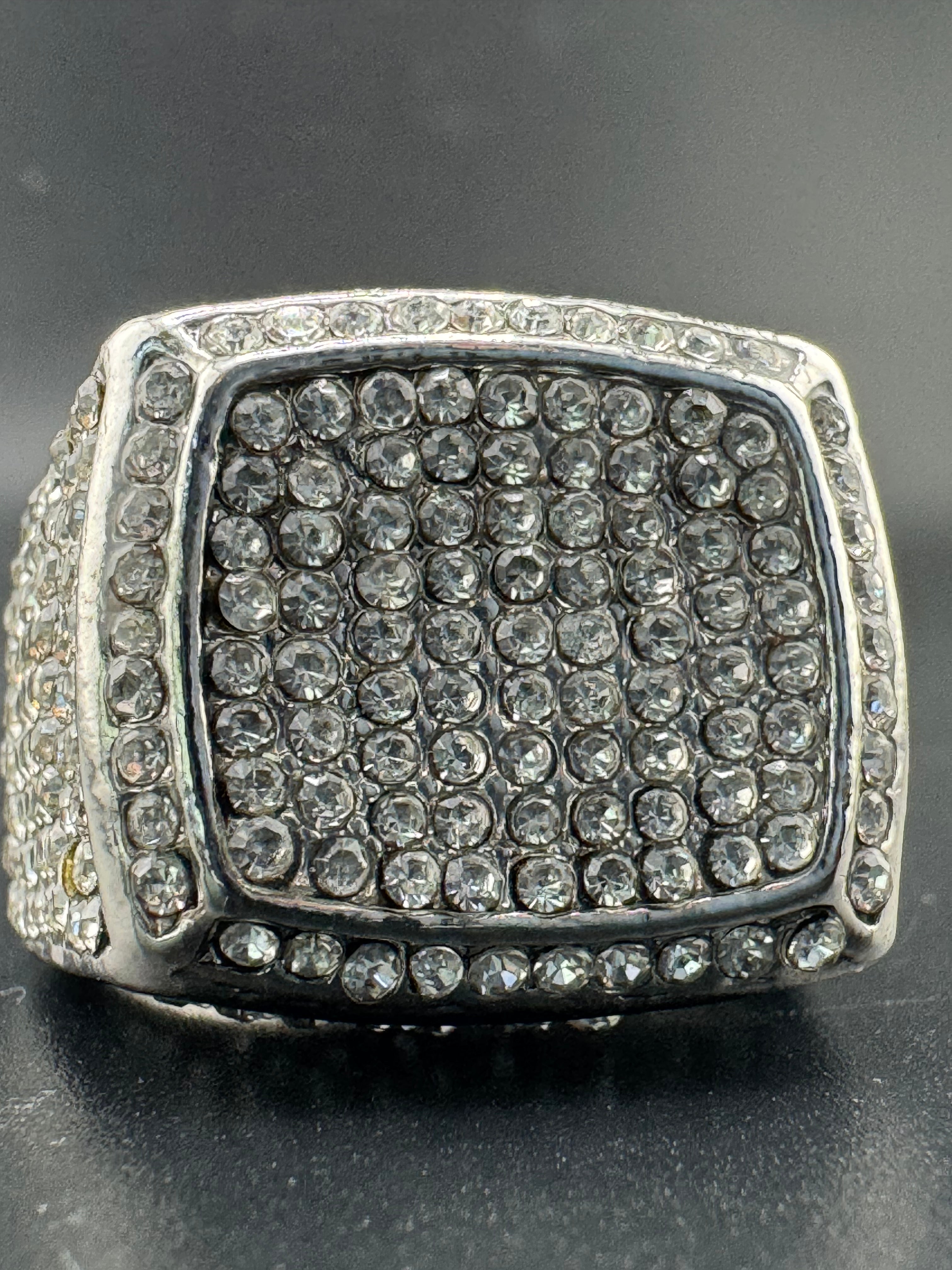 CZ Diamond Square Stainless Steel Ring – Size 11.5, 20.9mm Wide