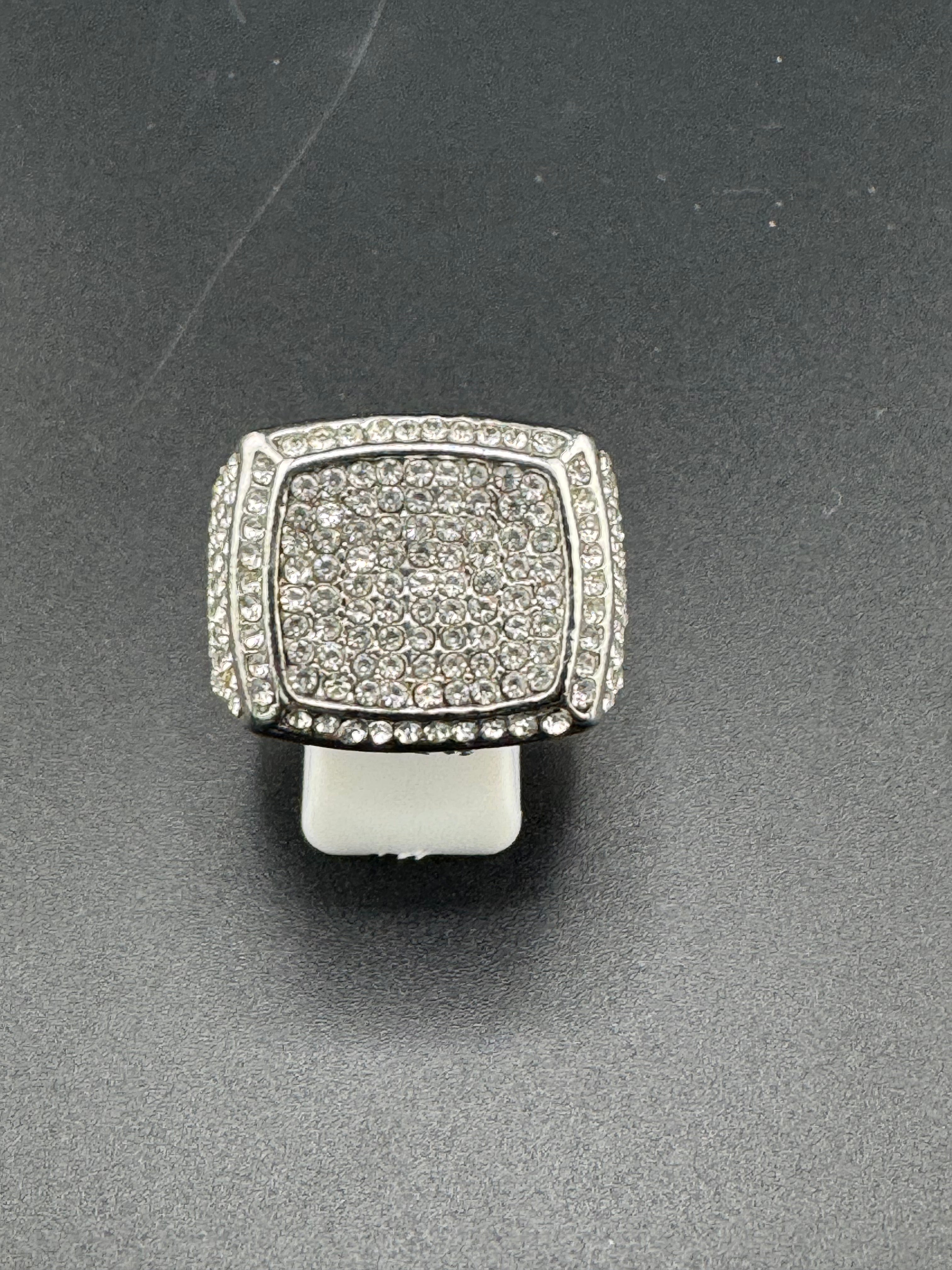 CZ Diamond Square Stainless Steel Ring – Size 11.5, 20.9mm Wide