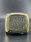 Gold Plated CZ Diamond Square Stainless Steel Ring – Size 11.5, 20.9mm Wide