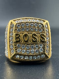 Gold Plated CZ Diamond “BOSS” Stainless Steel Ring – 20.20mm Wide, Size 11