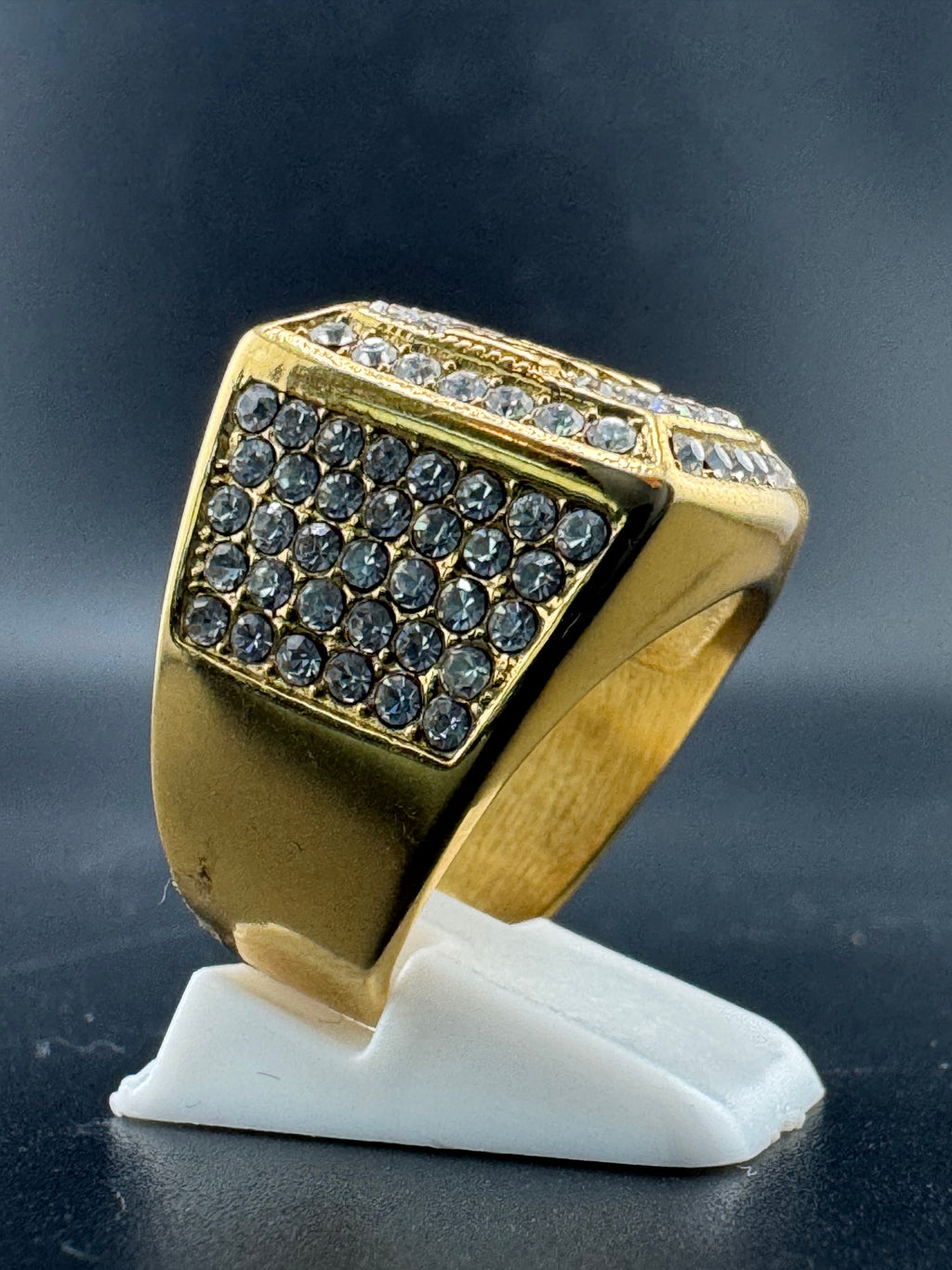 Gold Plated CZ Diamond “BOSS” Stainless Steel Ring – 20.20mm Wide, Size 11