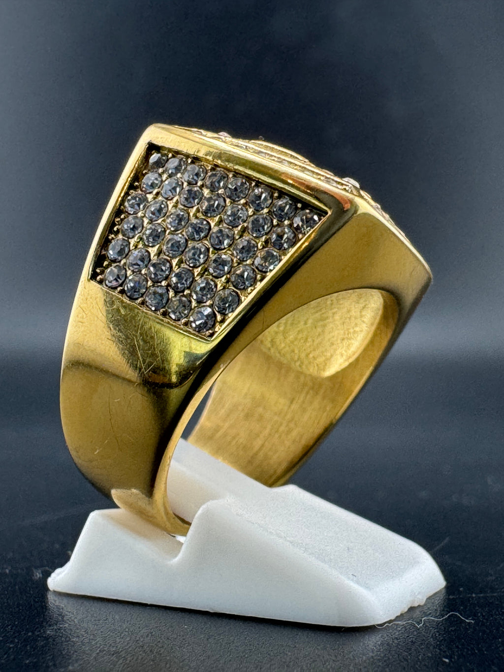 Gold Plated CZ Diamond “KING” Stainless Steel Ring – 20.4mm Wide, Size 10