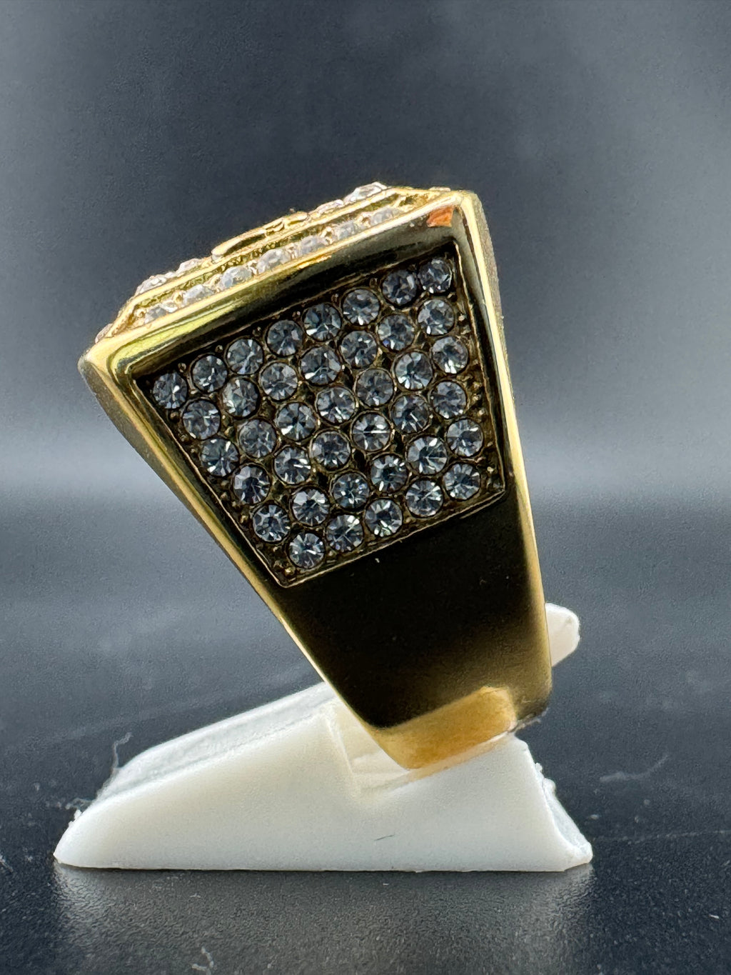 Gold Plated CZ Diamond “KING” Stainless Steel Ring – 20.4mm Wide, Size 10