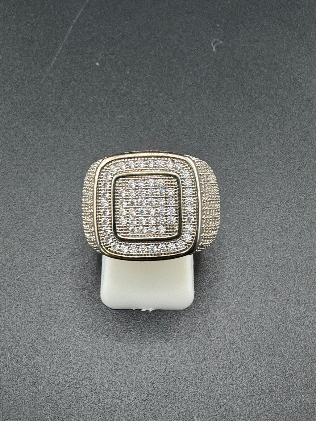 Gold Plated Stainless Steel CZ Diamond Ring – 16.2mm Wide, Size 10