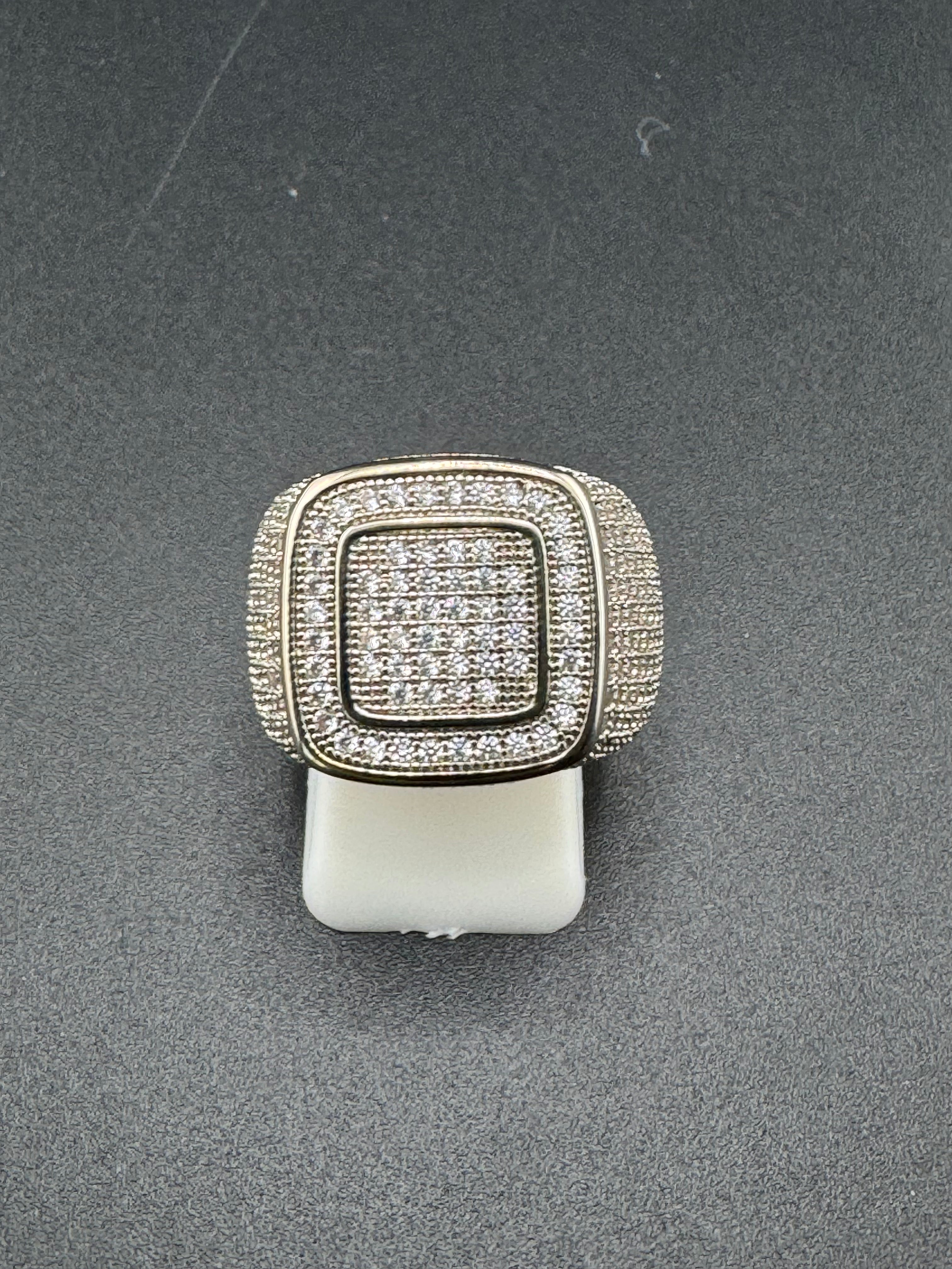 Gold Plated Stainless Steel CZ Diamond Ring – 16.2mm Wide, Size 10
