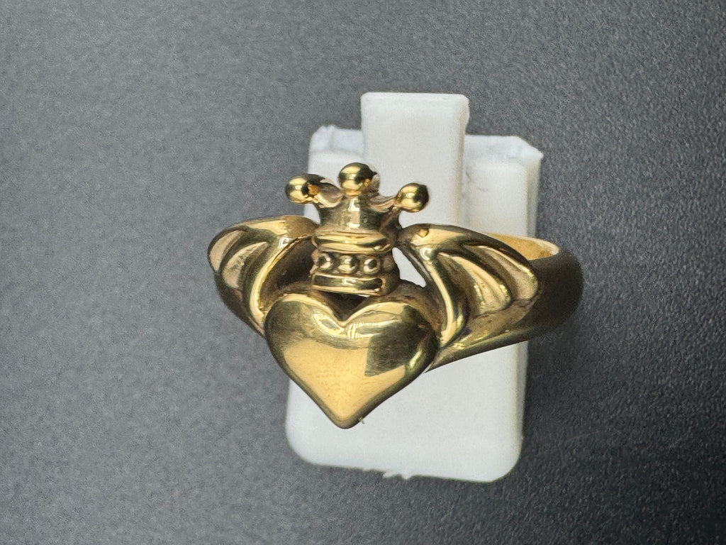 Gold Plated 925 Sterling Silver Claddagh Ring – Size 7, 7.15 Grams