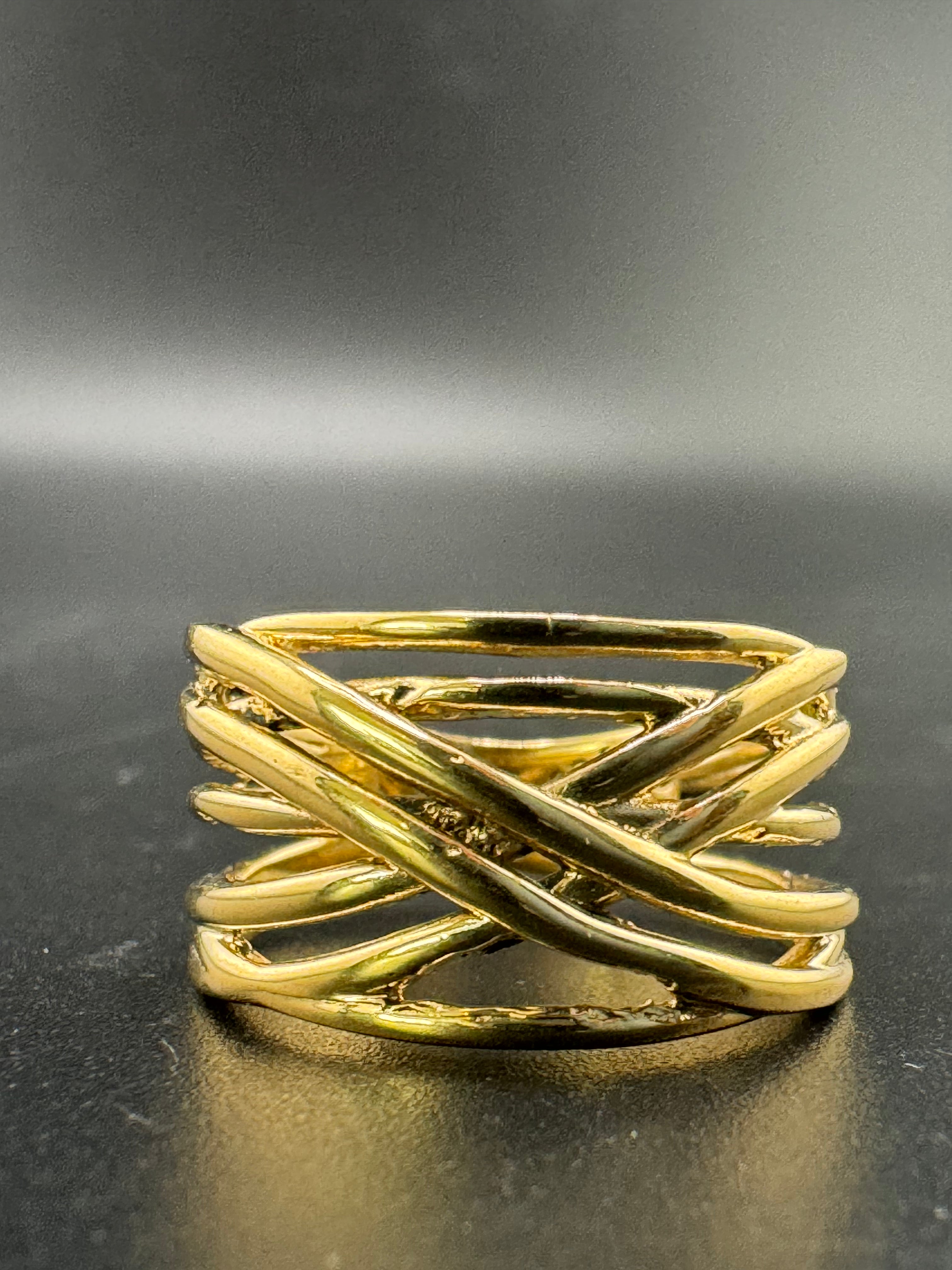 Gold Plated Sterling Silver Woven Style Ring – Size 7, 5 Grams
