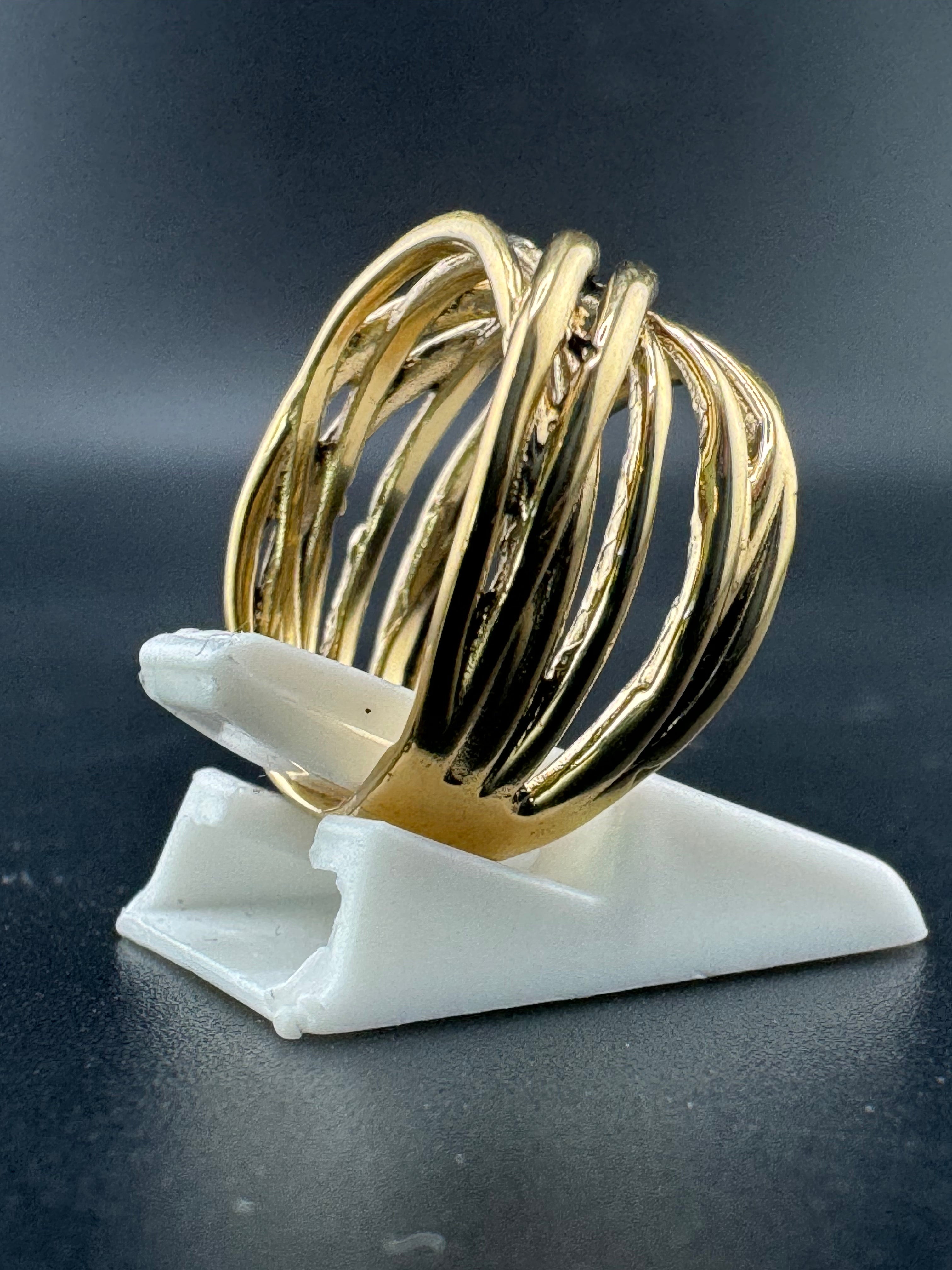 Gold Plated Sterling Silver Woven Style Ring – Size 7, 5 Grams