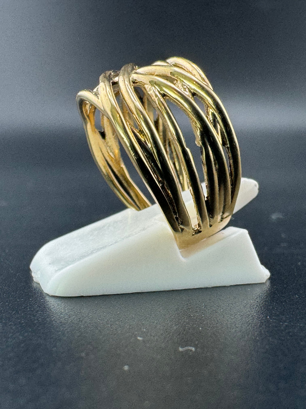 Gold Plated Sterling Silver Woven Style Ring – Size 7, 5 Grams