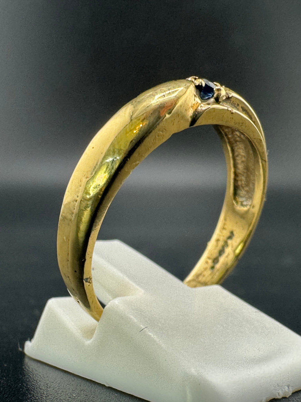 Gold Plated 925 Sterling Silver Men's Wedding Band – Blue Sapphire Accent, Size 9