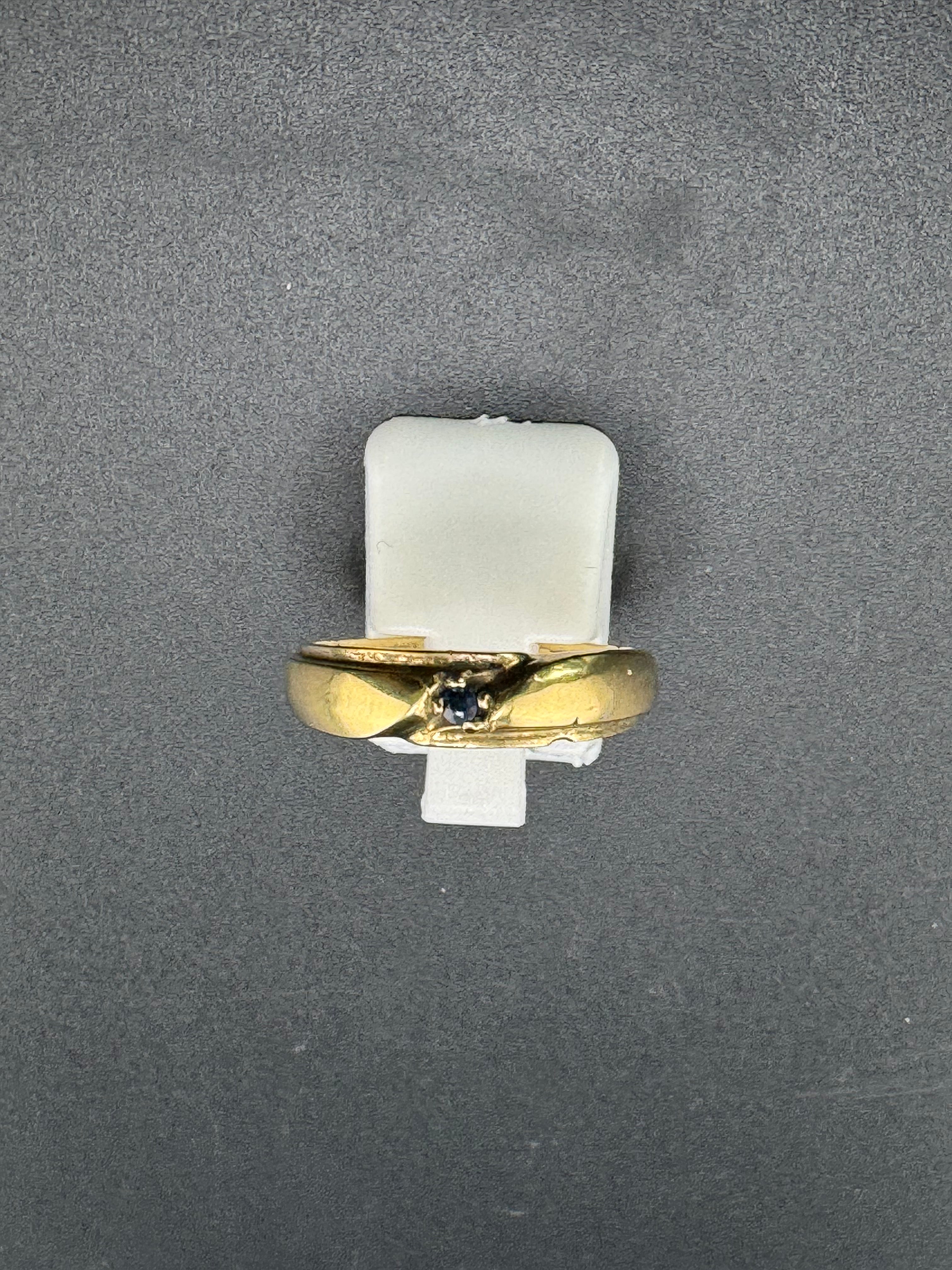 Gold Plated 925 Sterling Silver Men's Wedding Band – Blue Sapphire Accent, Size 9