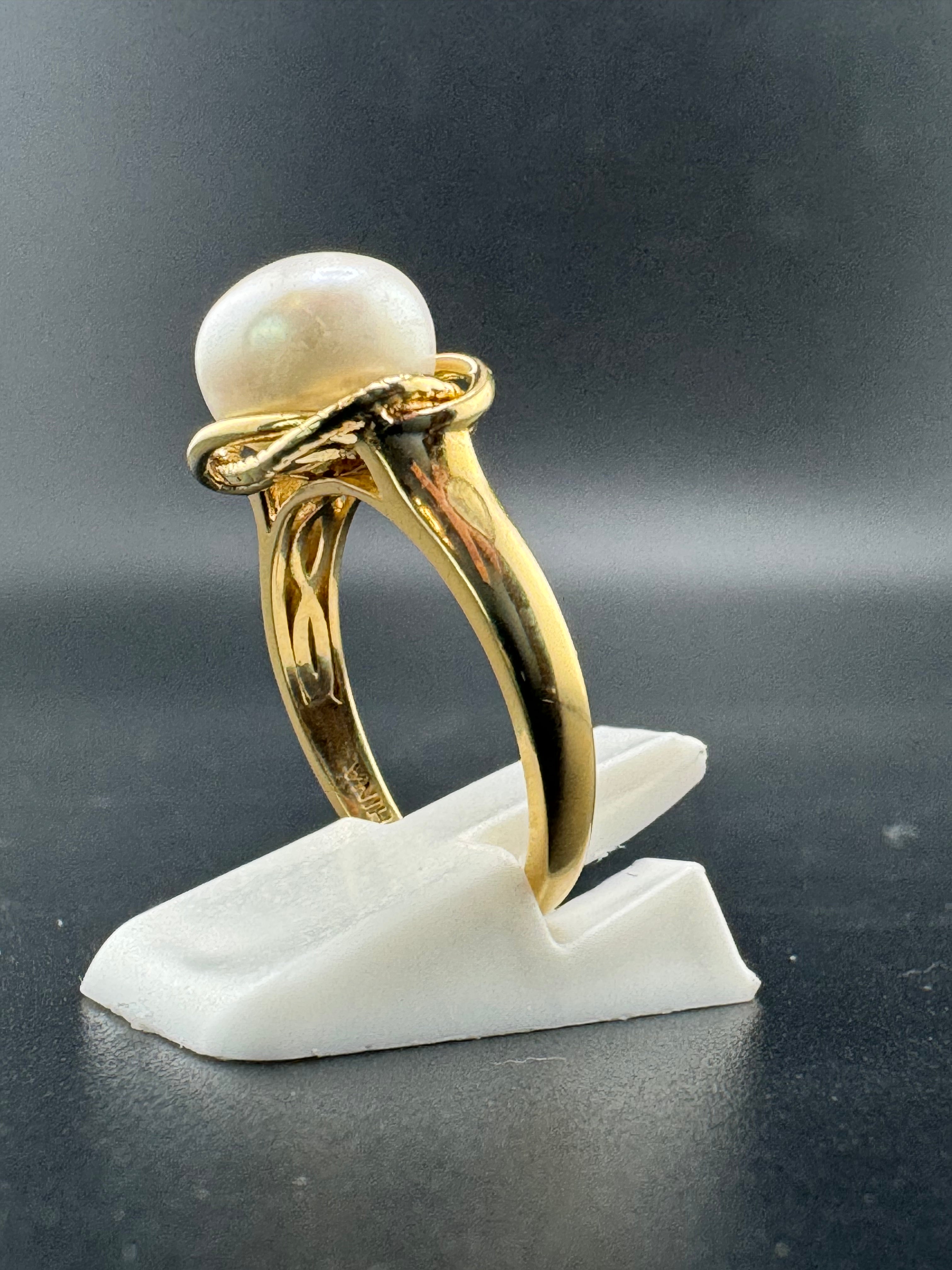 Gold Plated 925 Sterling Silver Pearl Ring – Size 7, 3.7 Grams