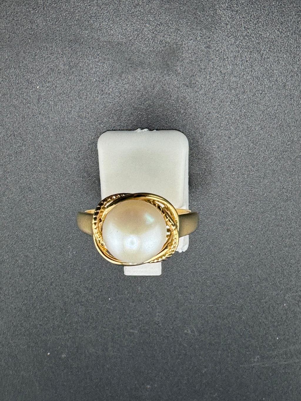 Gold Plated 925 Sterling Silver Pearl Ring – Size 7, 3.7 Grams