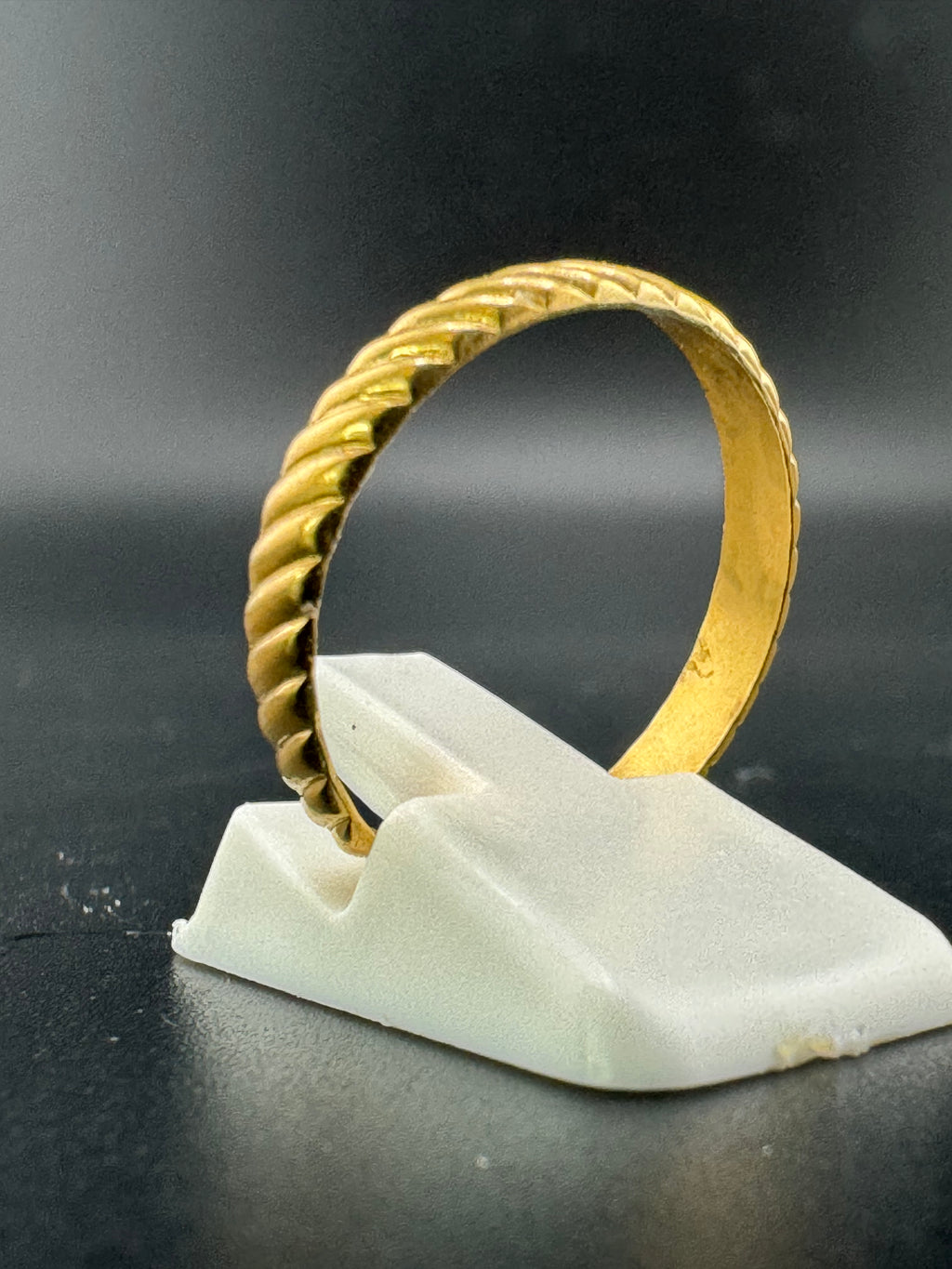 Gold Plated Stainless Steel Slanted Lines Band Ring – Size 9, 2 Grams