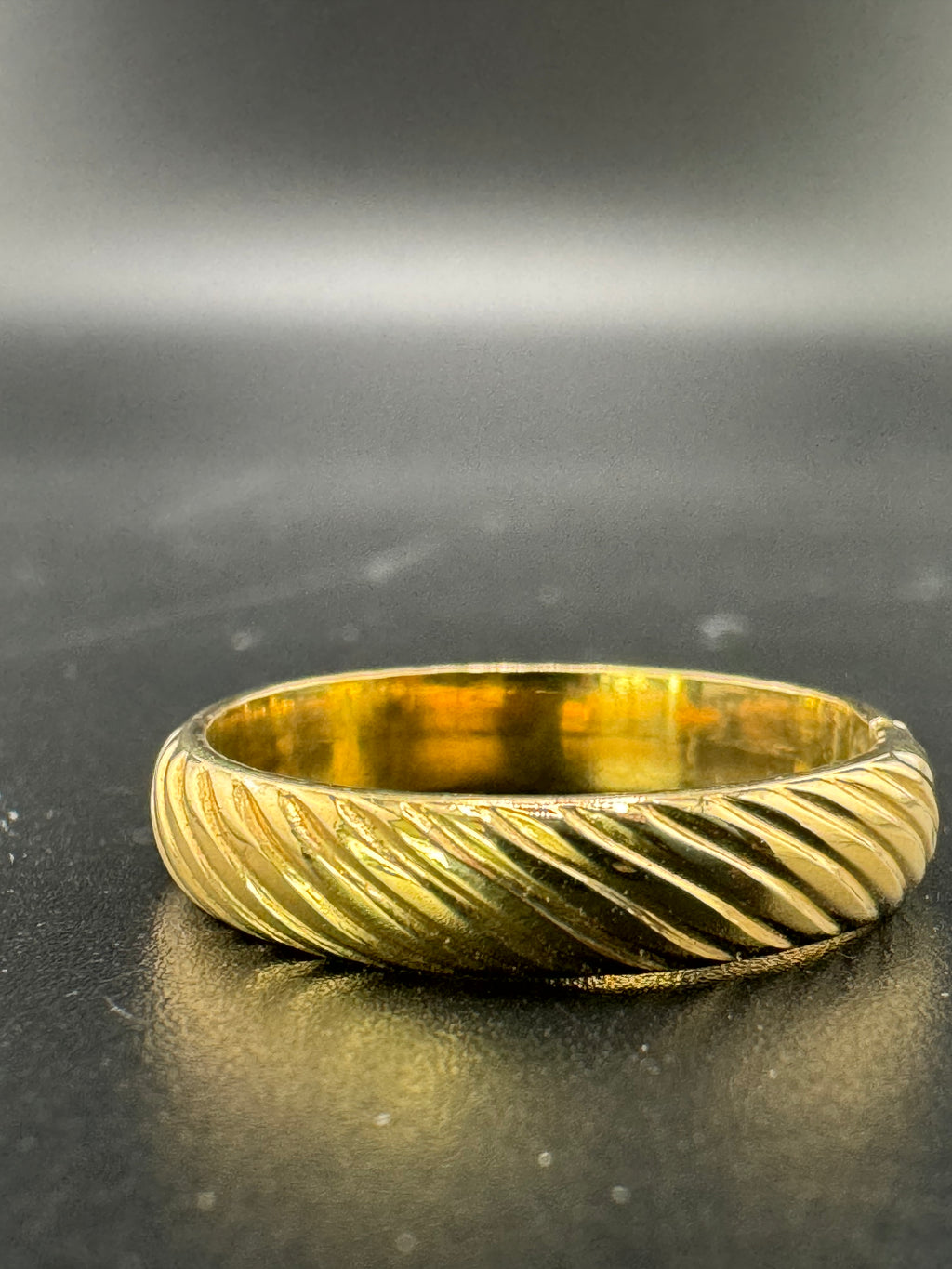 Gold Plated Sterling Silver Slanted Lines Band Ring – 3.86 Grams