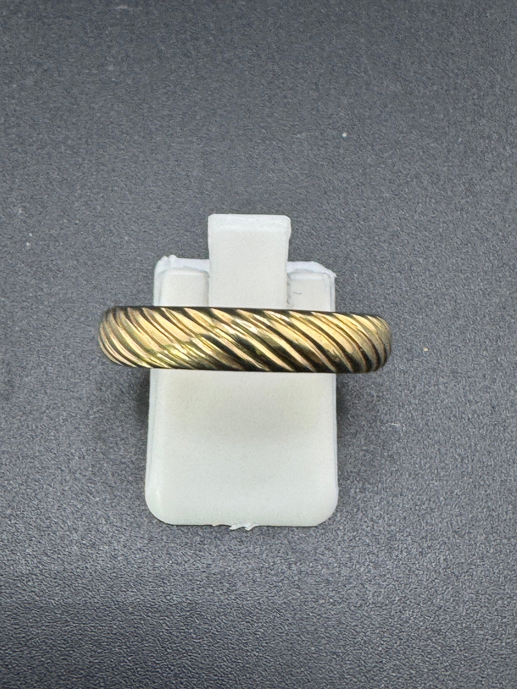Gold Plated Sterling Silver Slanted Lines Band Ring – 3.86 Grams