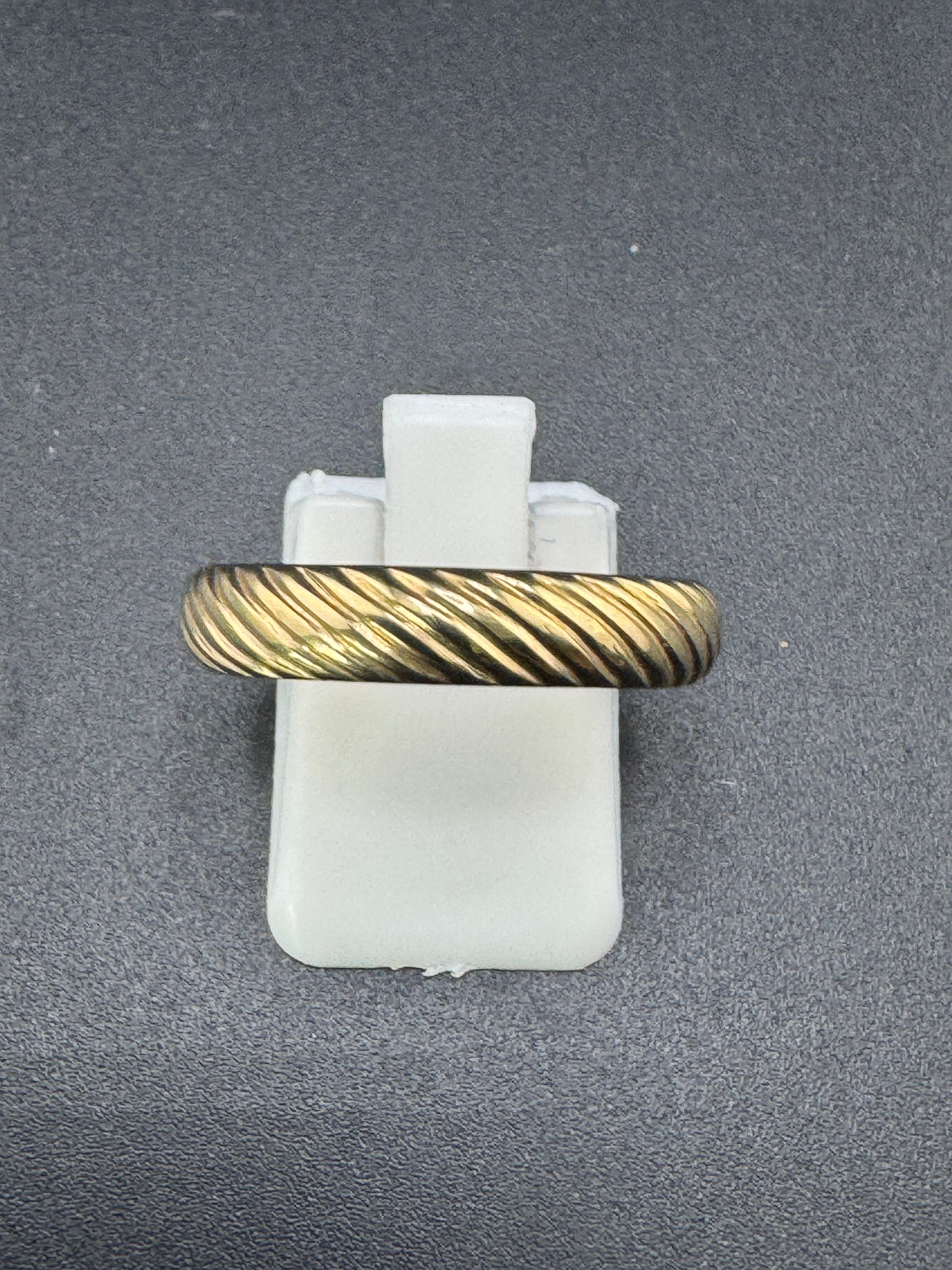 Gold Plated Sterling Silver Slanted Lines Band Ring – 3.86 Grams