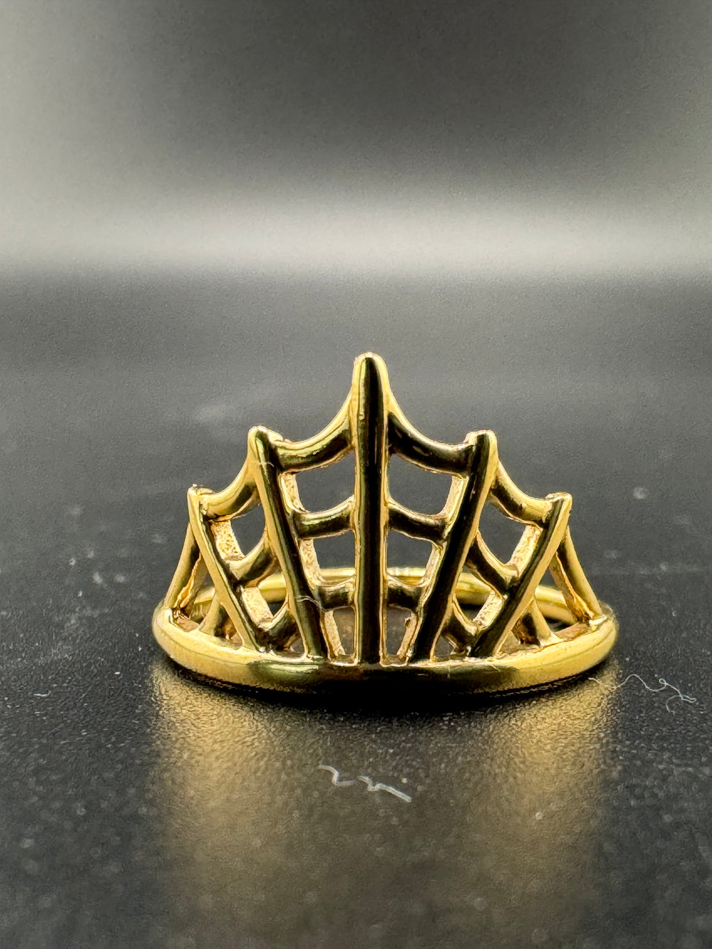 Gold Bonded Sterling Silver Spider Web Ring – Size 6.25, 2.06 Grams