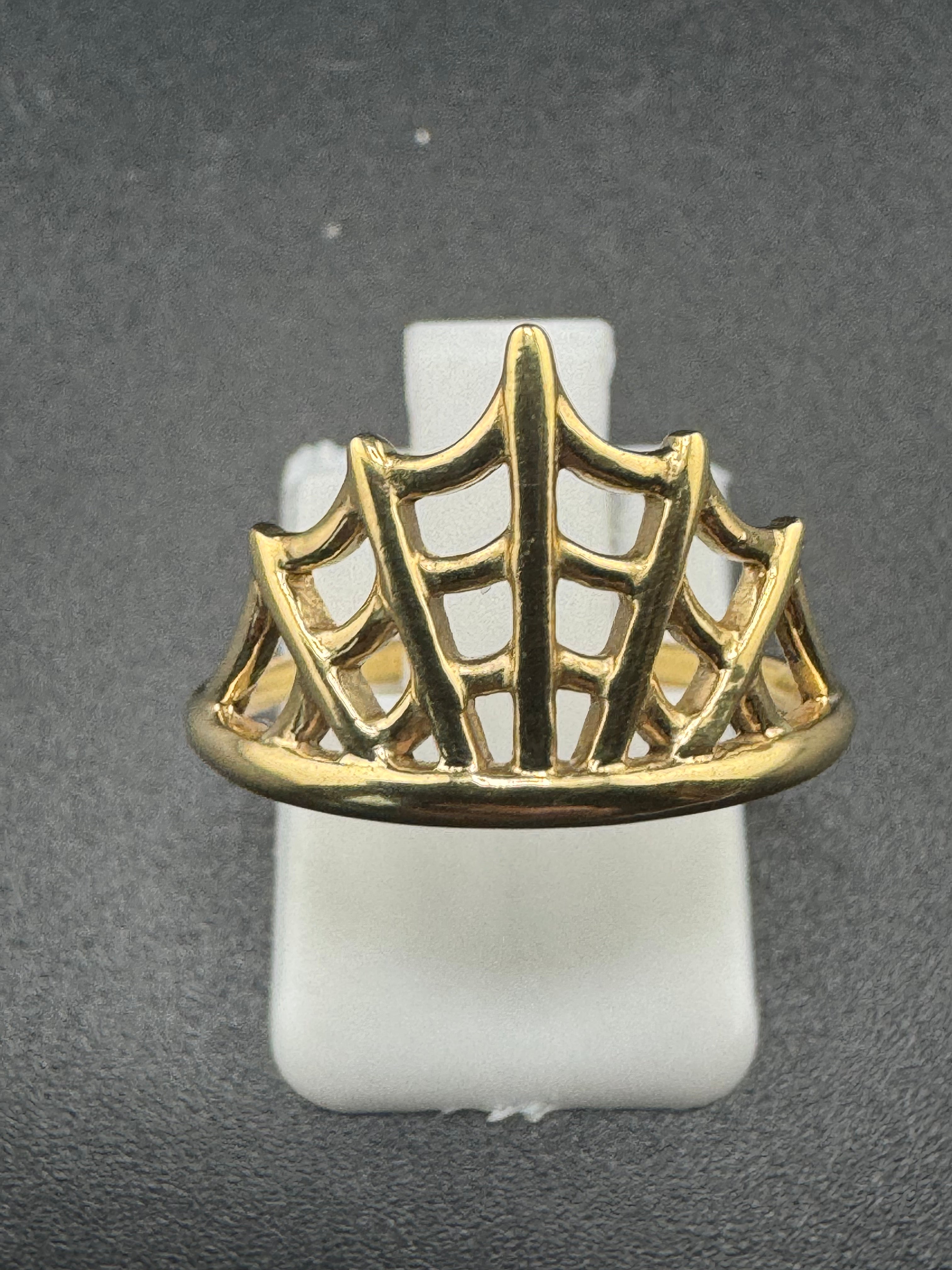Gold Bonded Sterling Silver Spider Web Ring – Size 6.25, 2.06 Grams