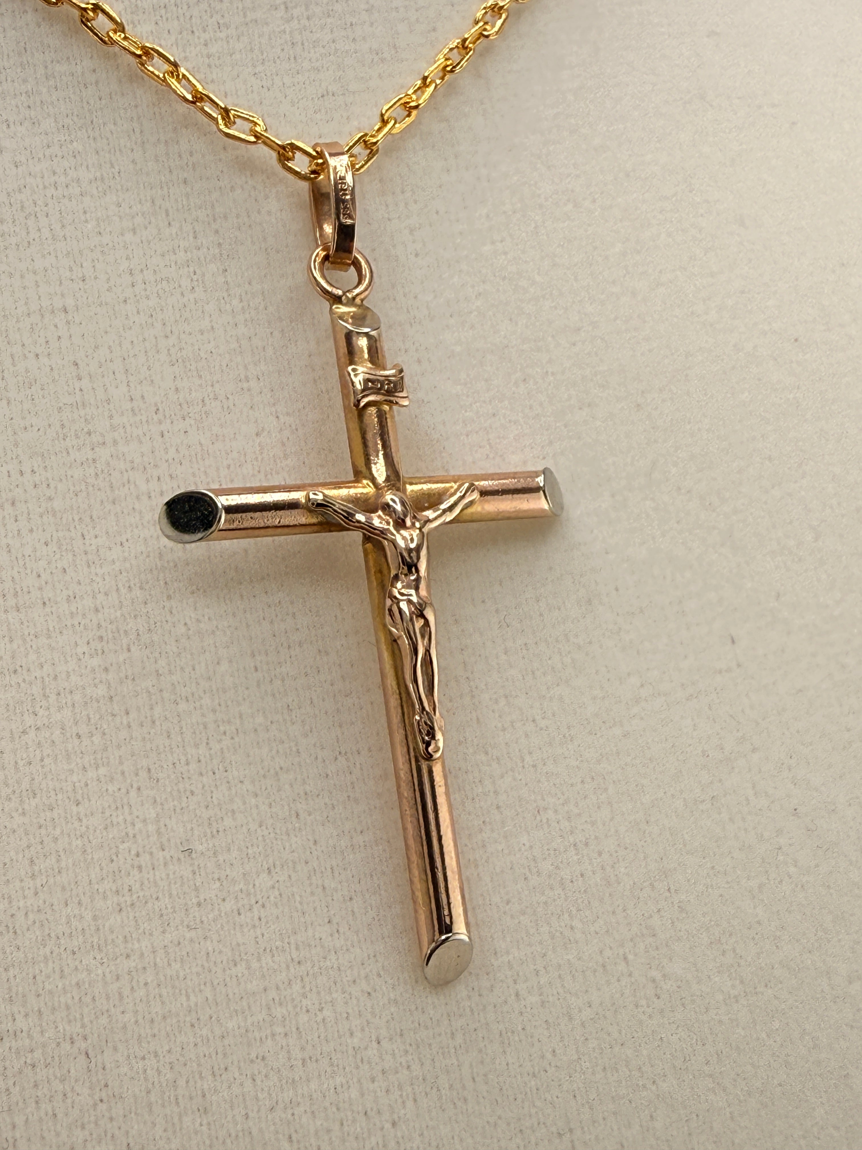14K Gold Jesus on Cross Pendant