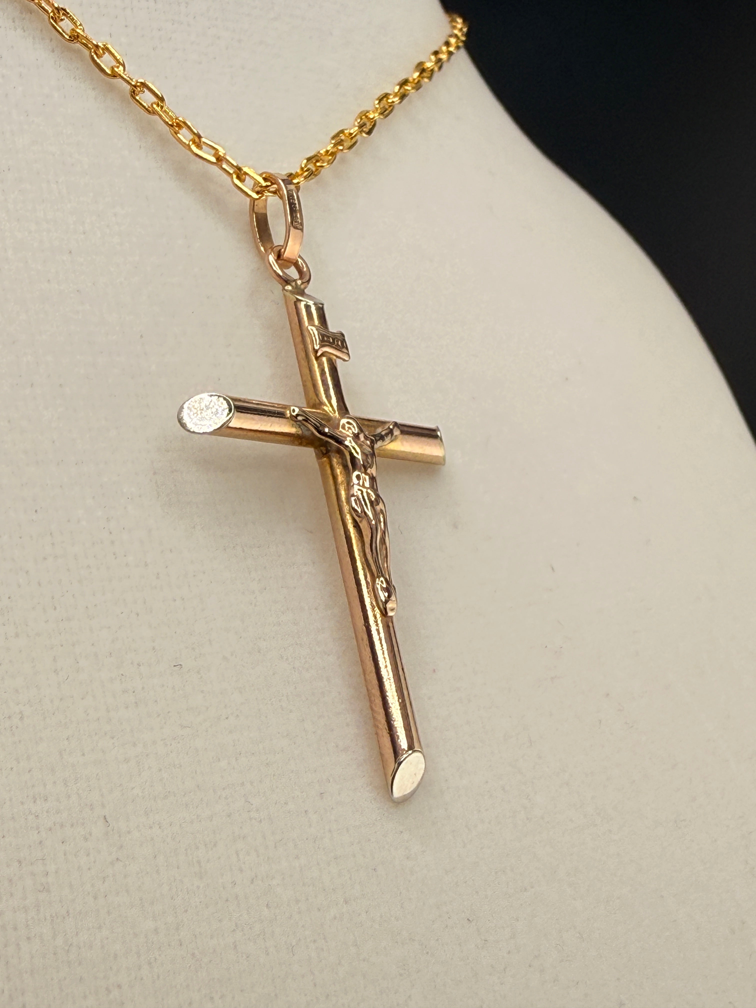 14K Gold Jesus on Cross Pendant
