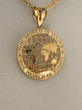 14K Gold “The World Is Yours” Map Pendant
