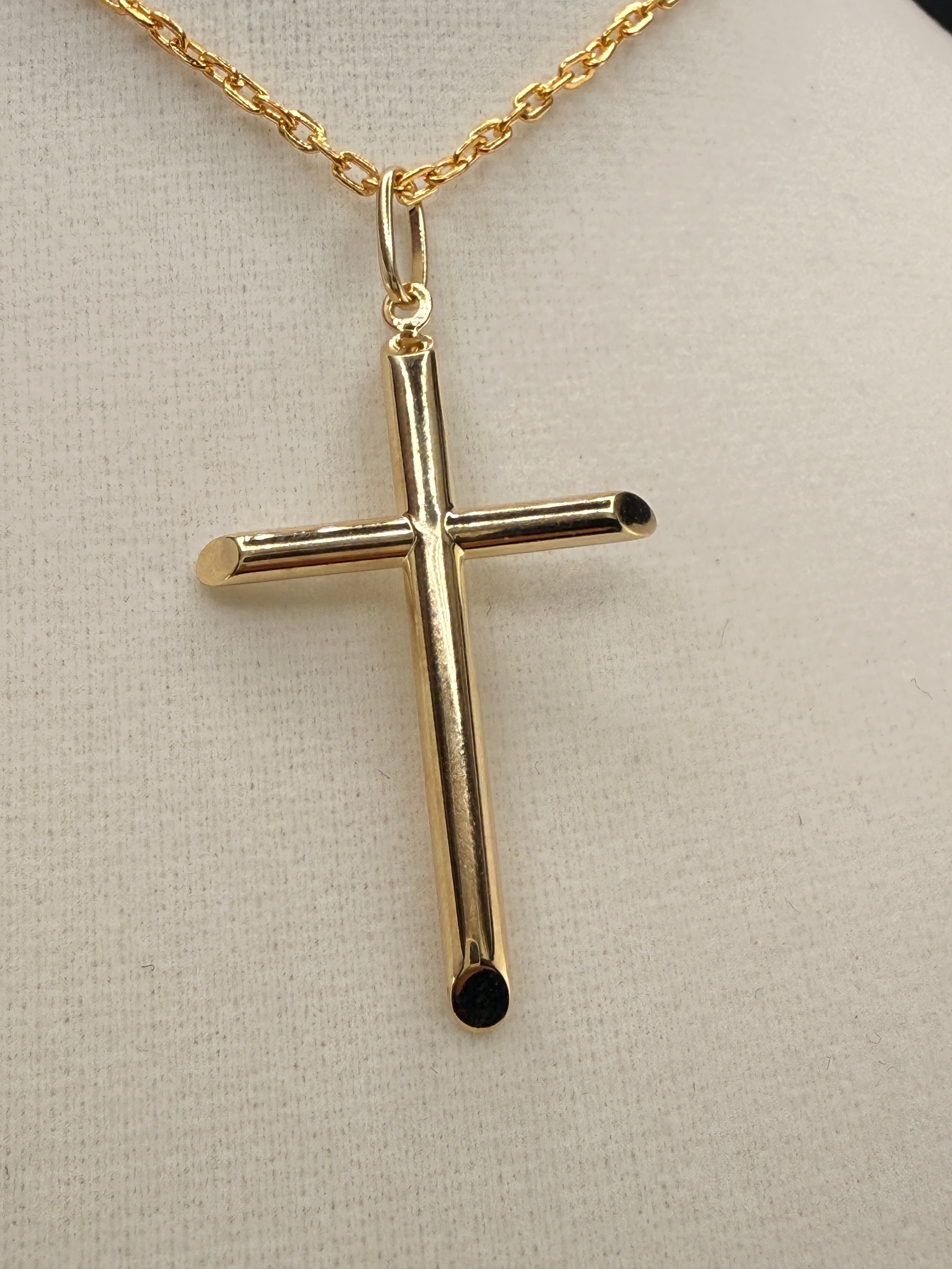 14K Solid Gold Cross Pendant