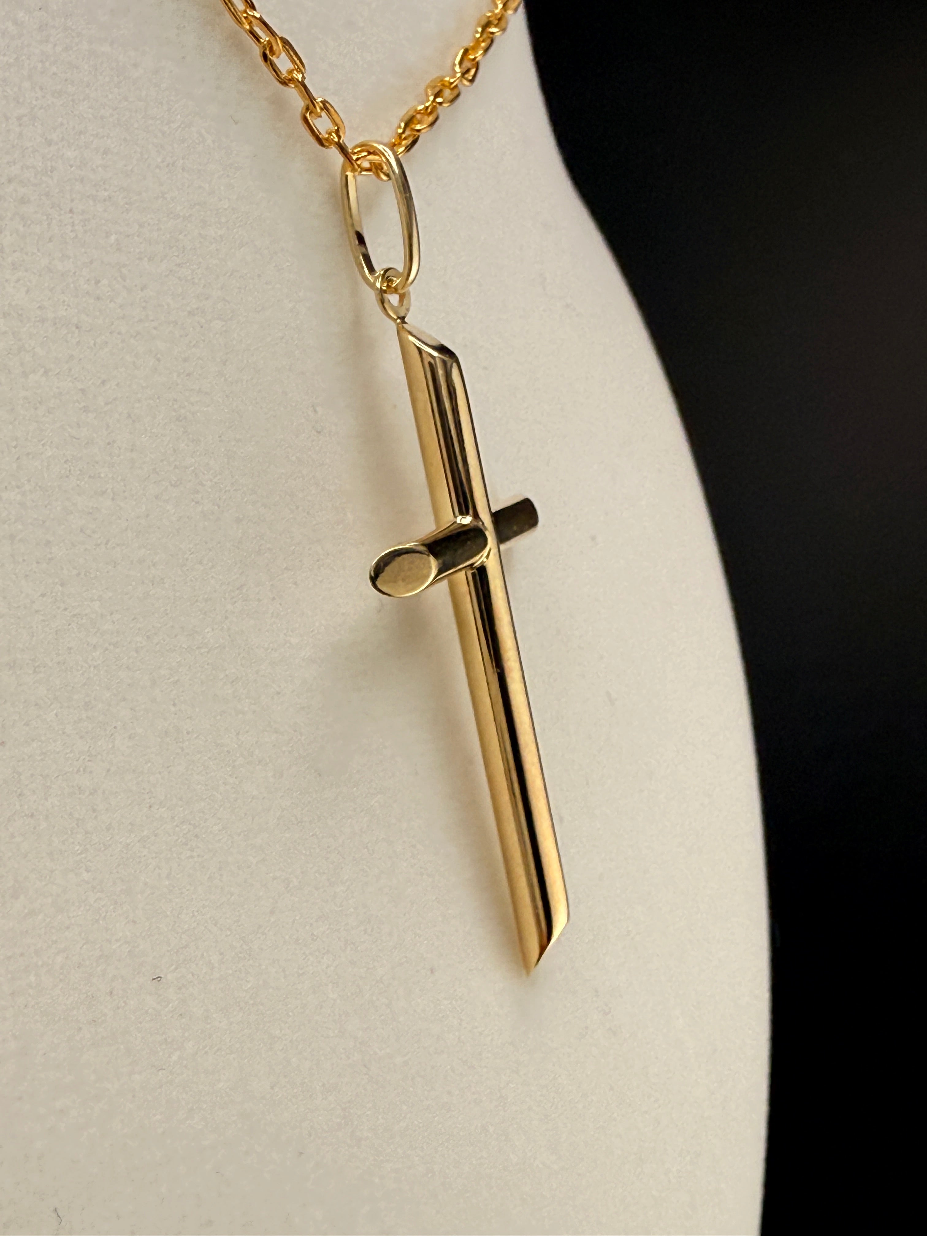 14K Solid Gold Cross Pendant