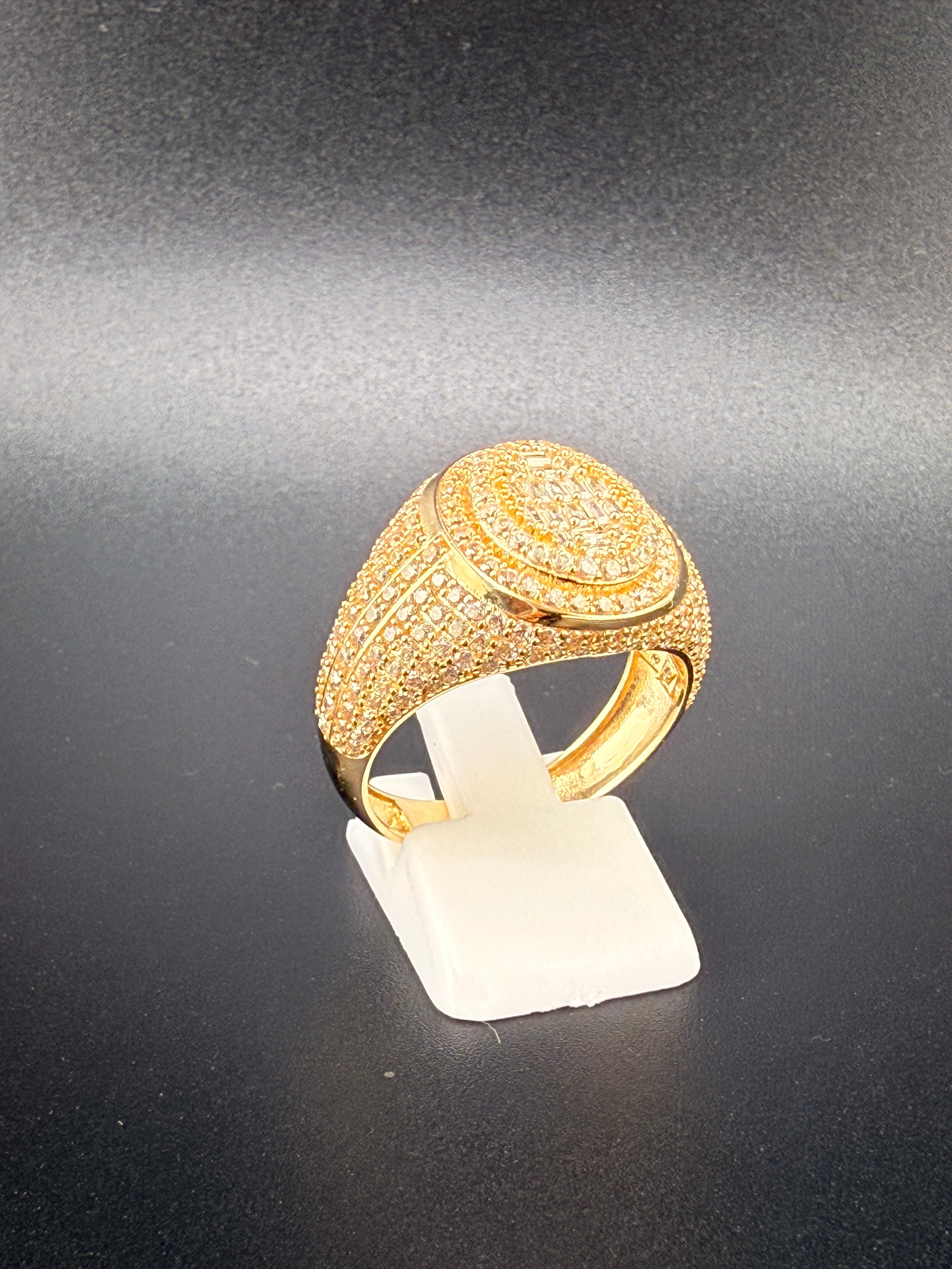 14K Solid Gold CZ Diamond-Encrusted Men’s Ring