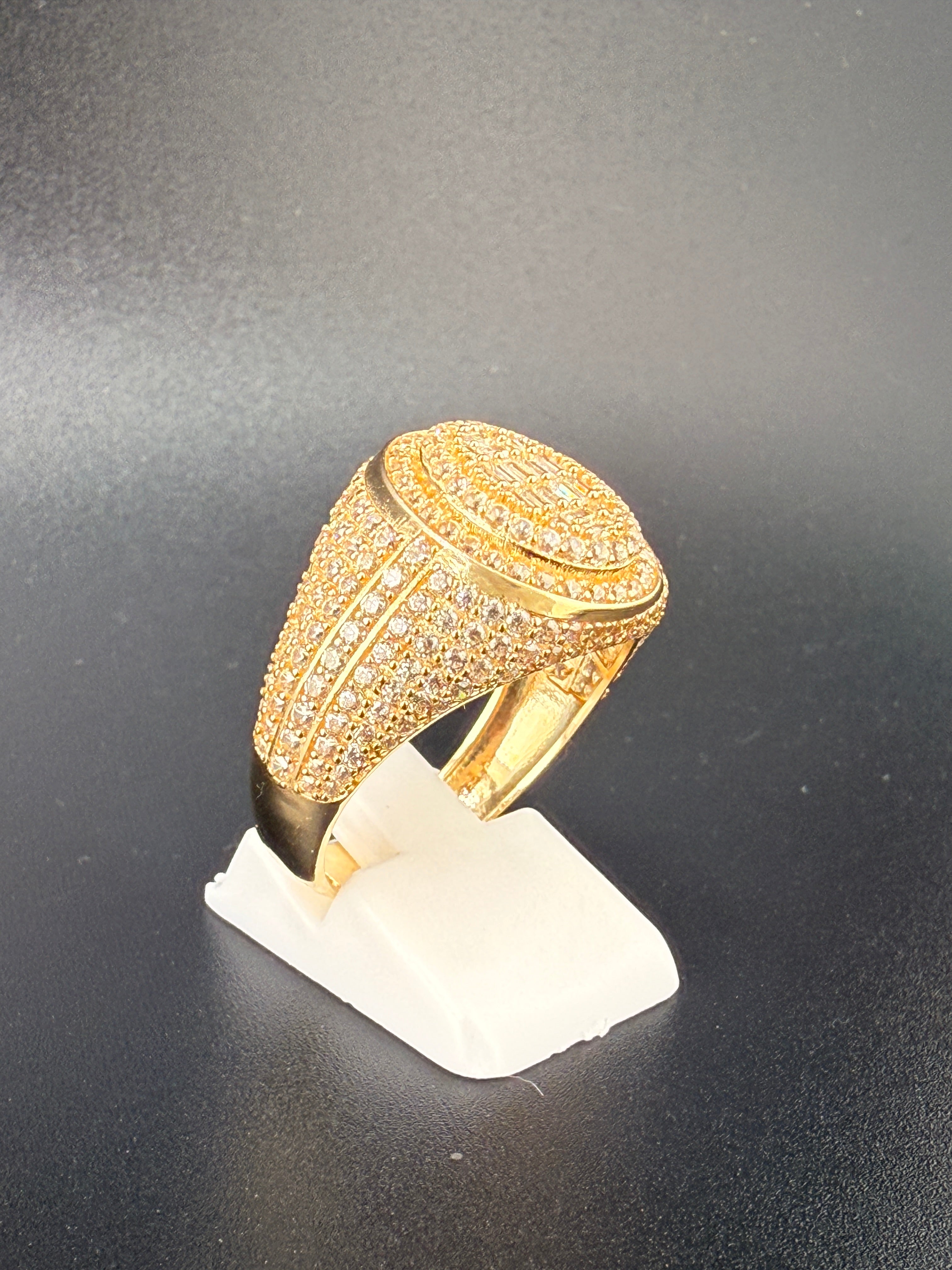 14K Solid Gold CZ Diamond-Encrusted Men’s Ring