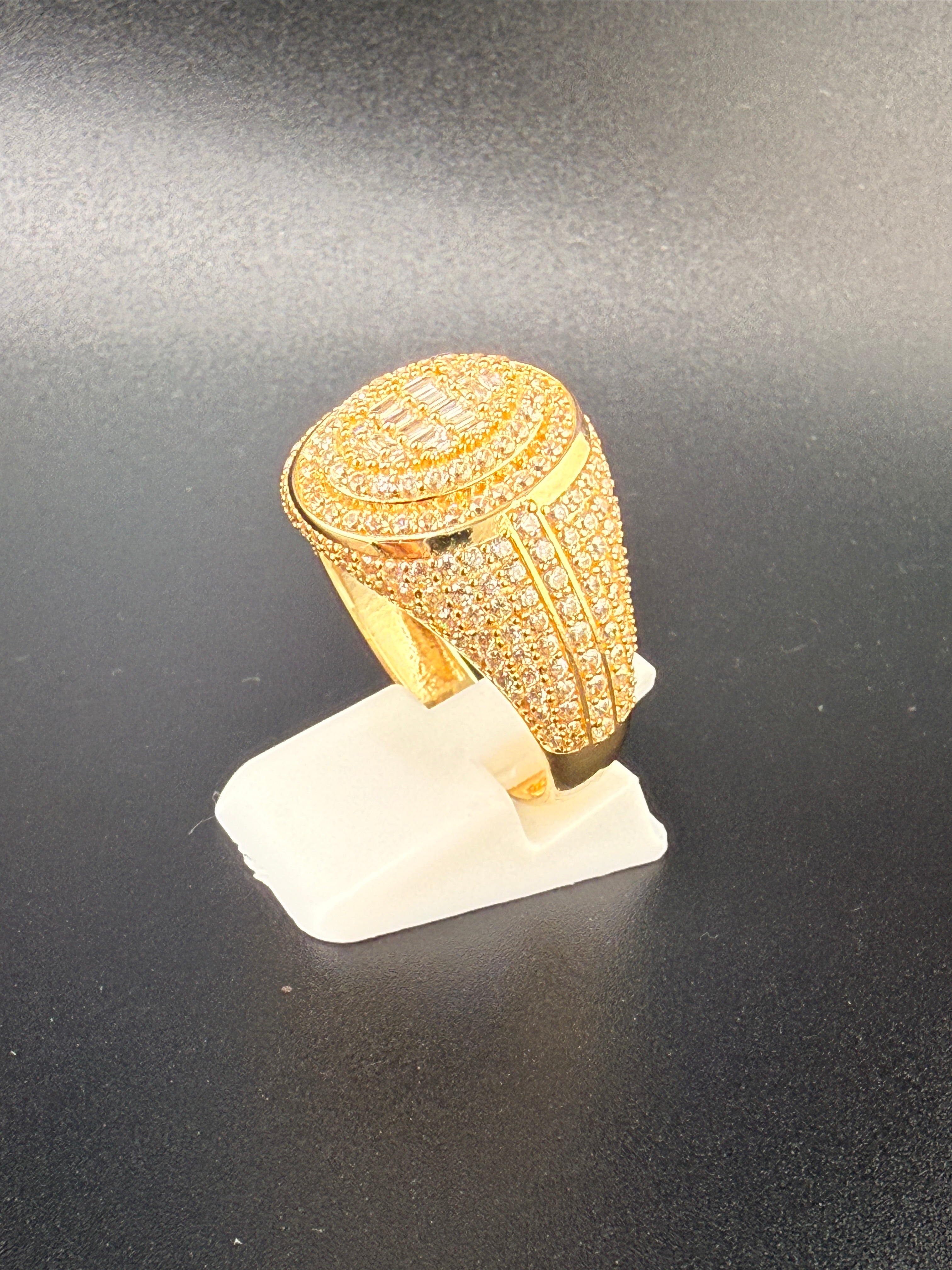 14K Solid Gold CZ Diamond-Encrusted Men’s Ring