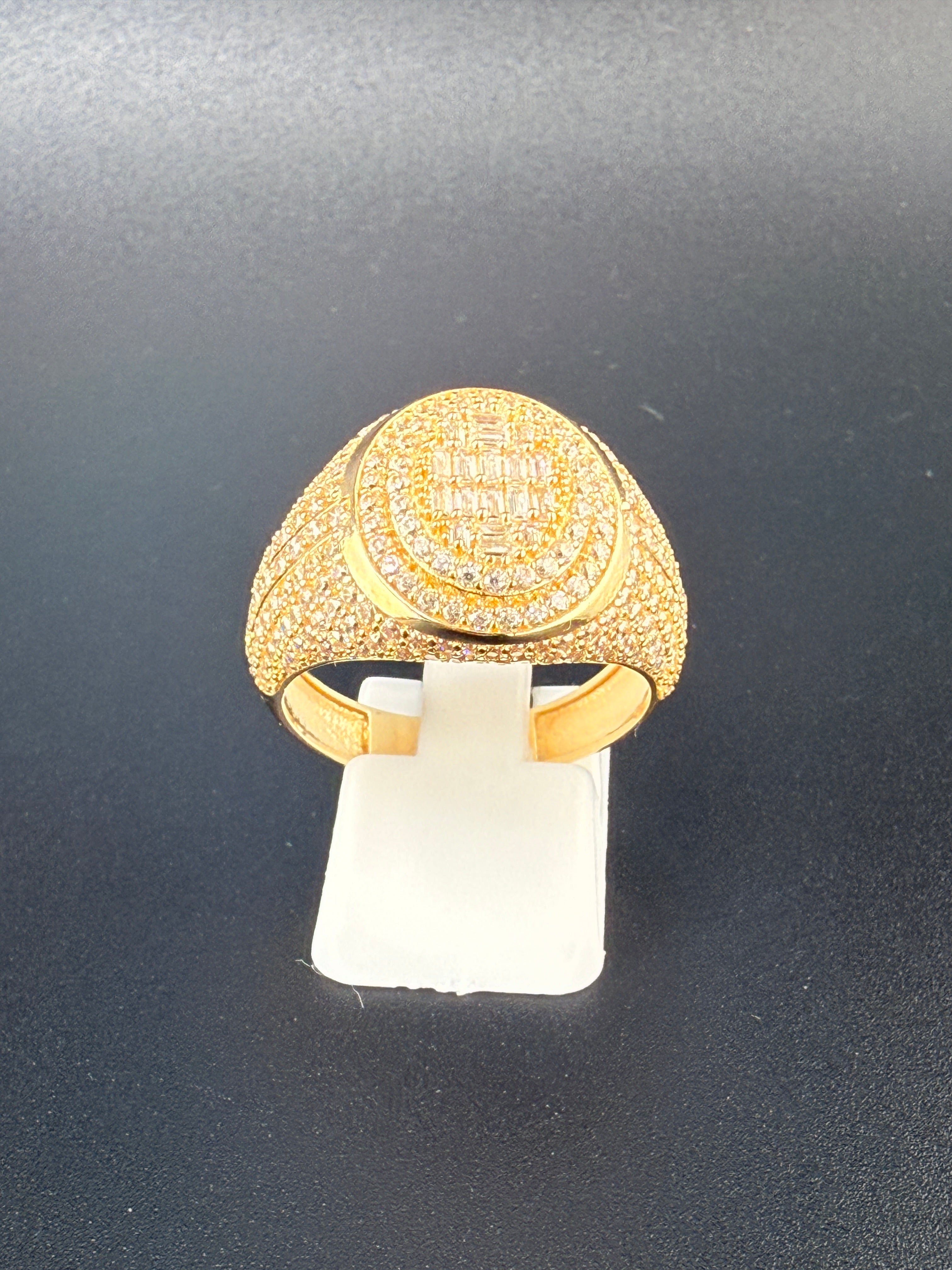 14K Solid Gold CZ Diamond-Encrusted Men’s Ring