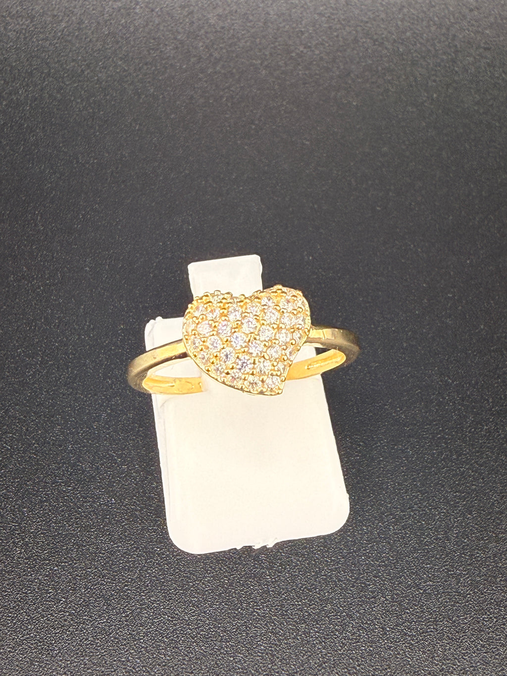 14K Solid Gold CZ Diamond Heart Ring