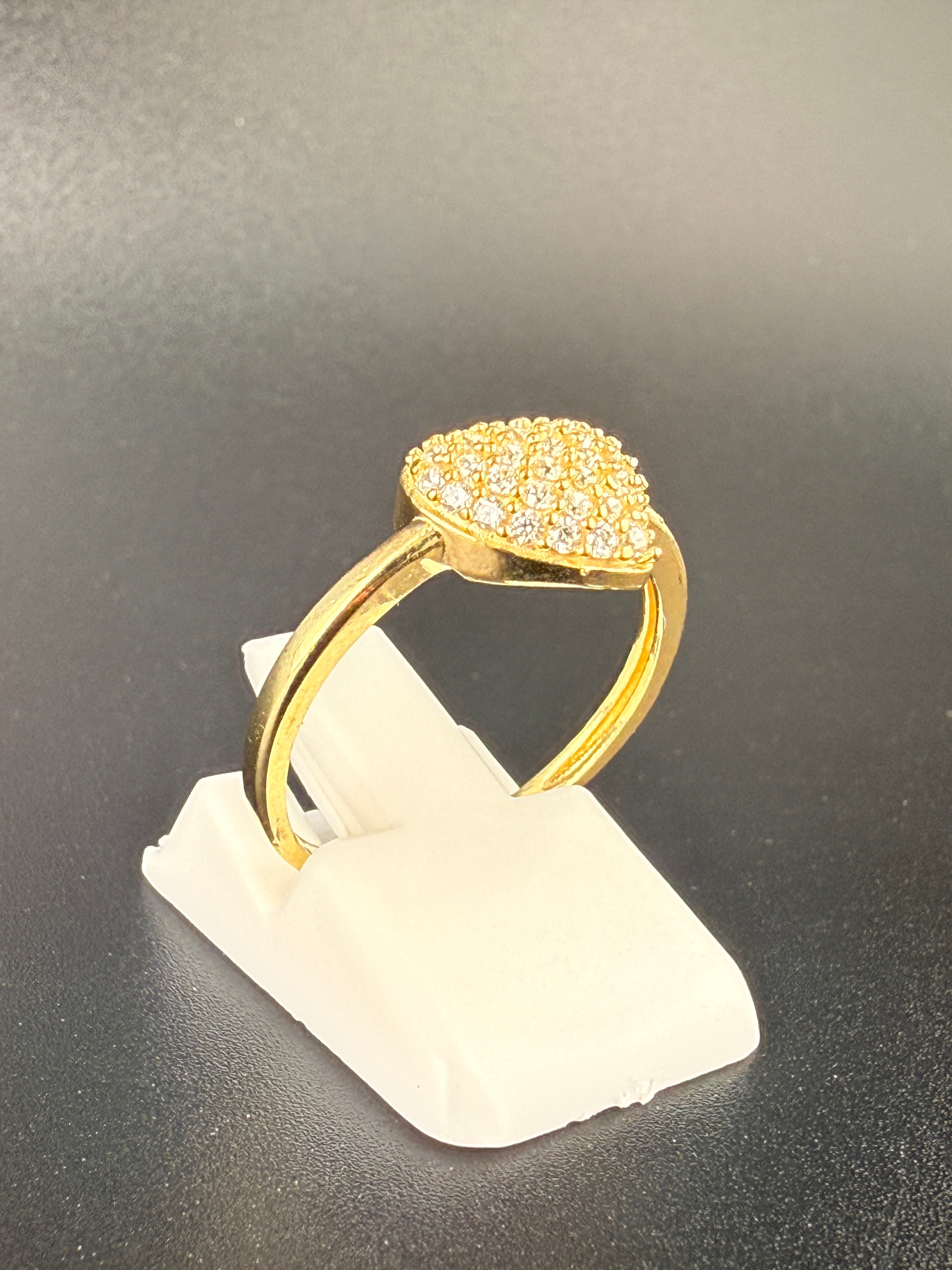 14K Solid Gold CZ Diamond Heart Ring