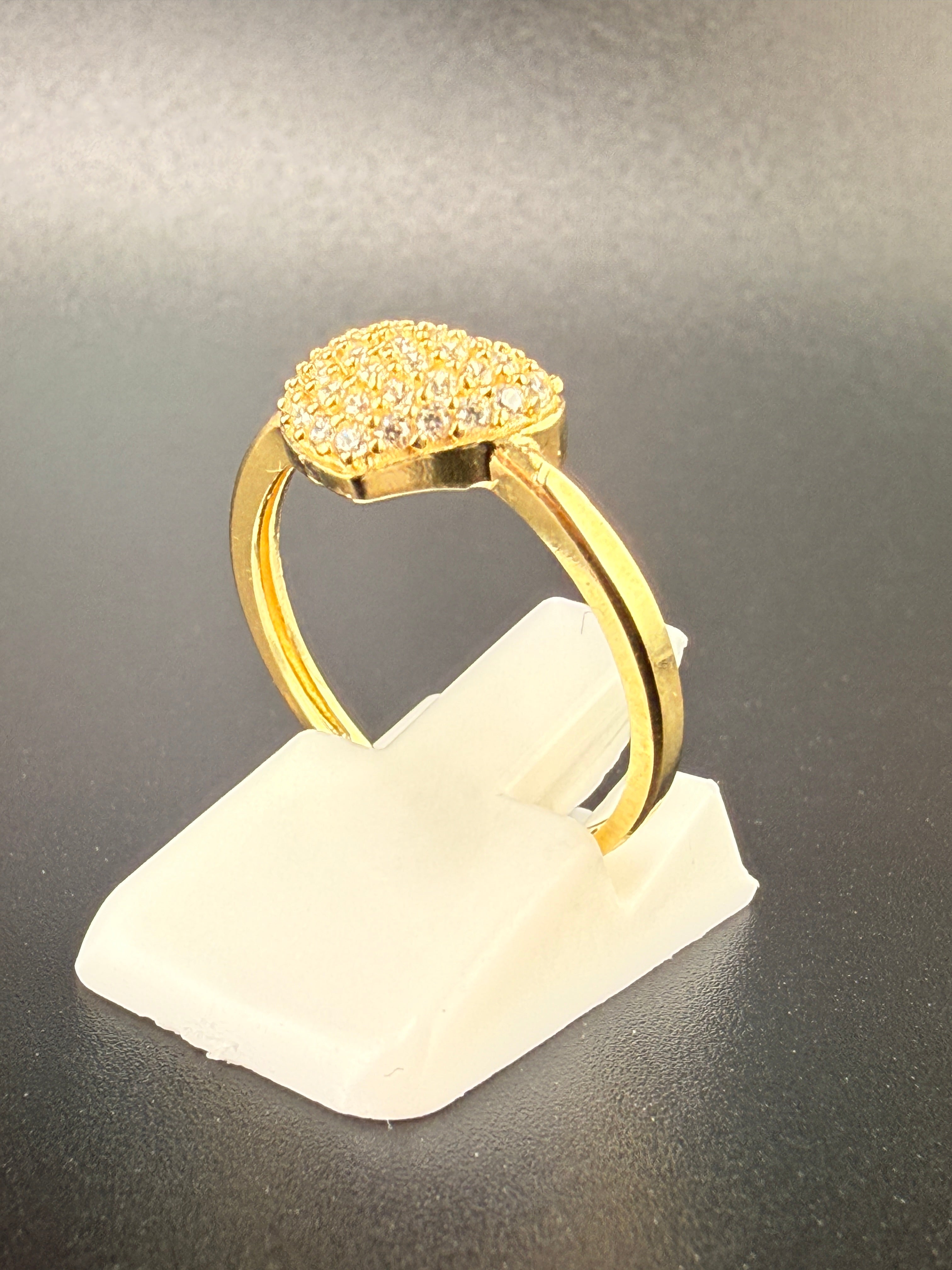 14K Solid Gold CZ Diamond Heart Ring