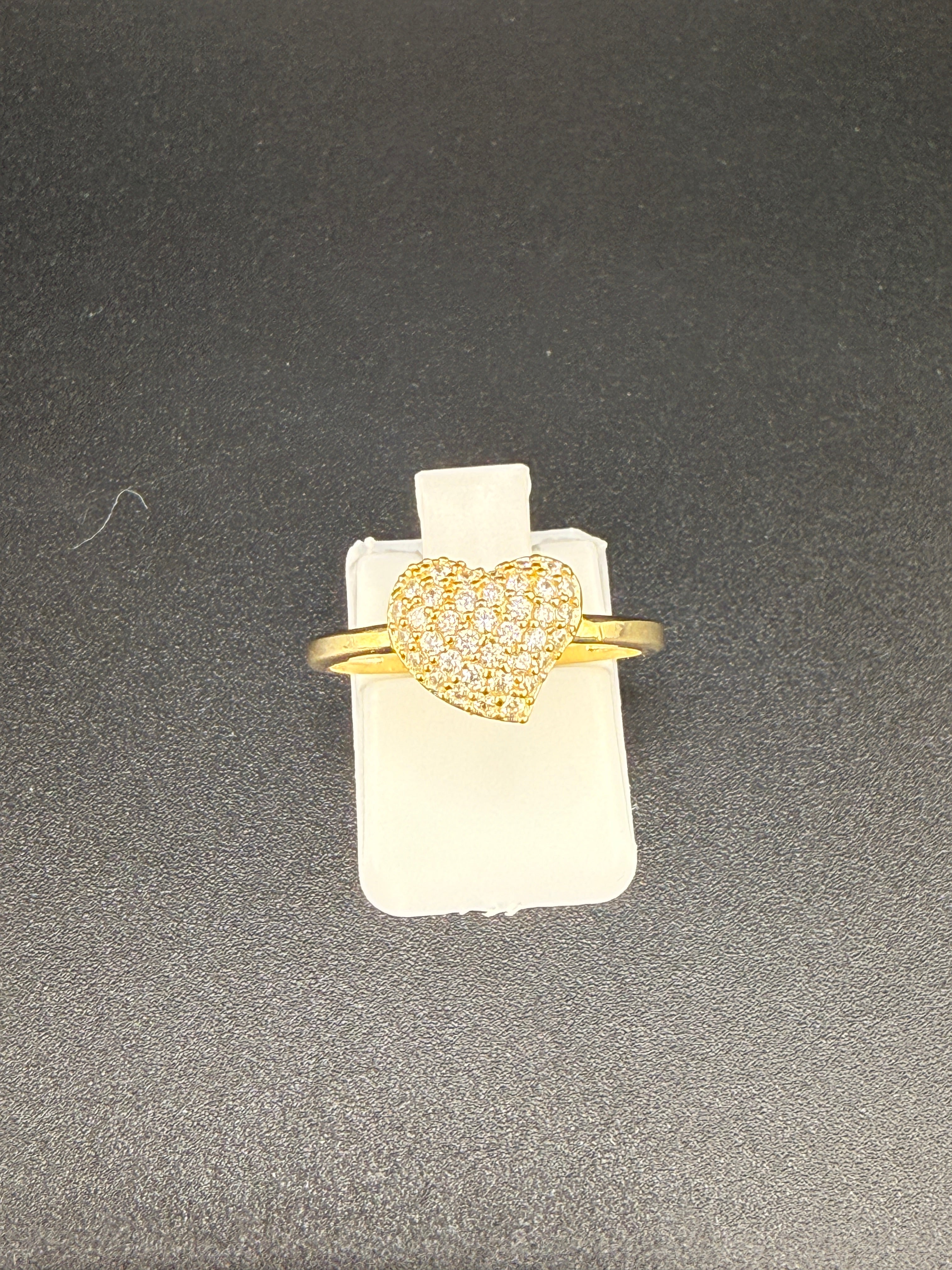 14K Solid Gold CZ Diamond Heart Ring