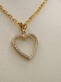 14K Solid Gold CZ Diamond Open Heart Pendant