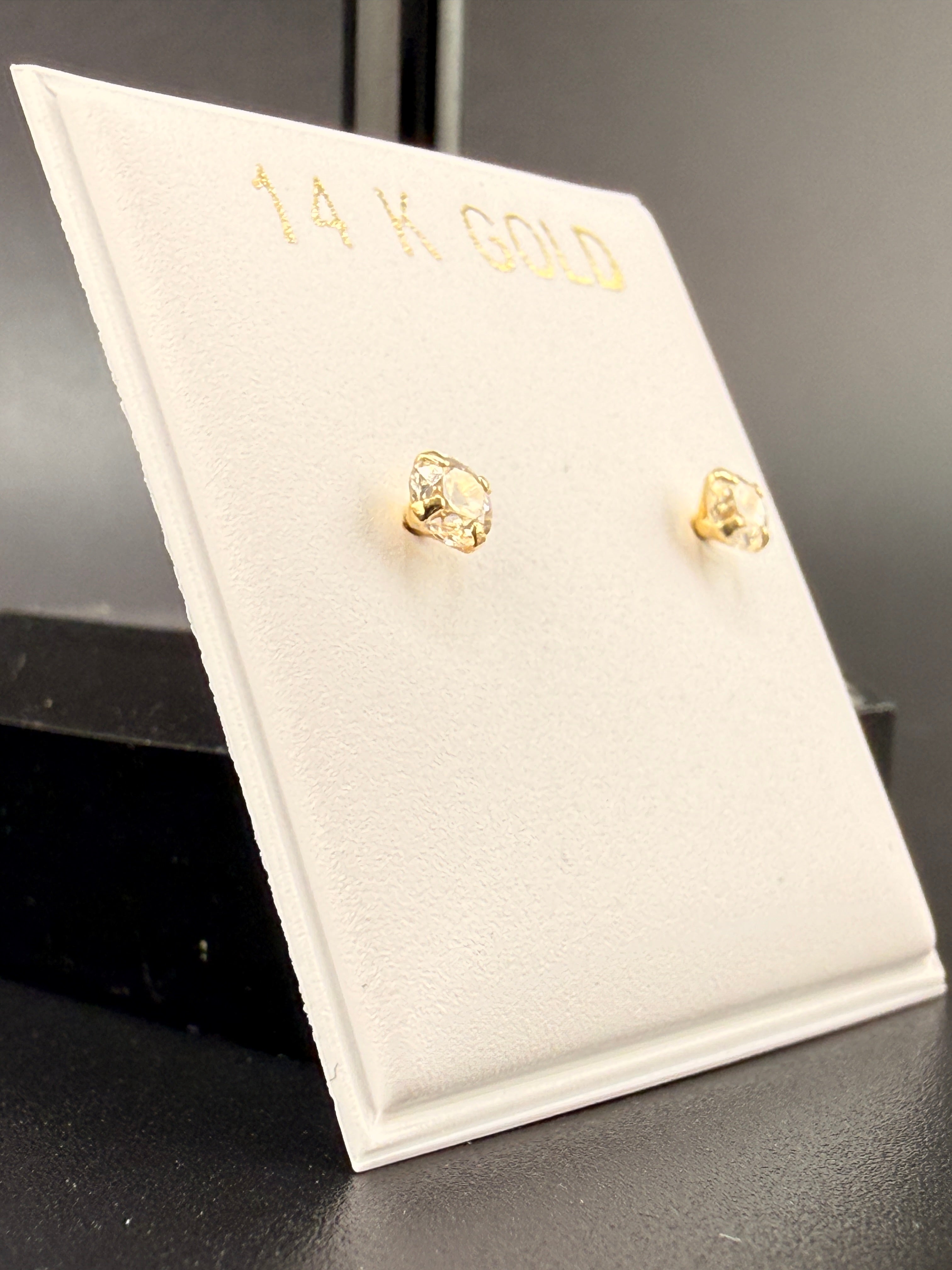14K Gold 0.10 CT CZ Diamond Stud Earrings