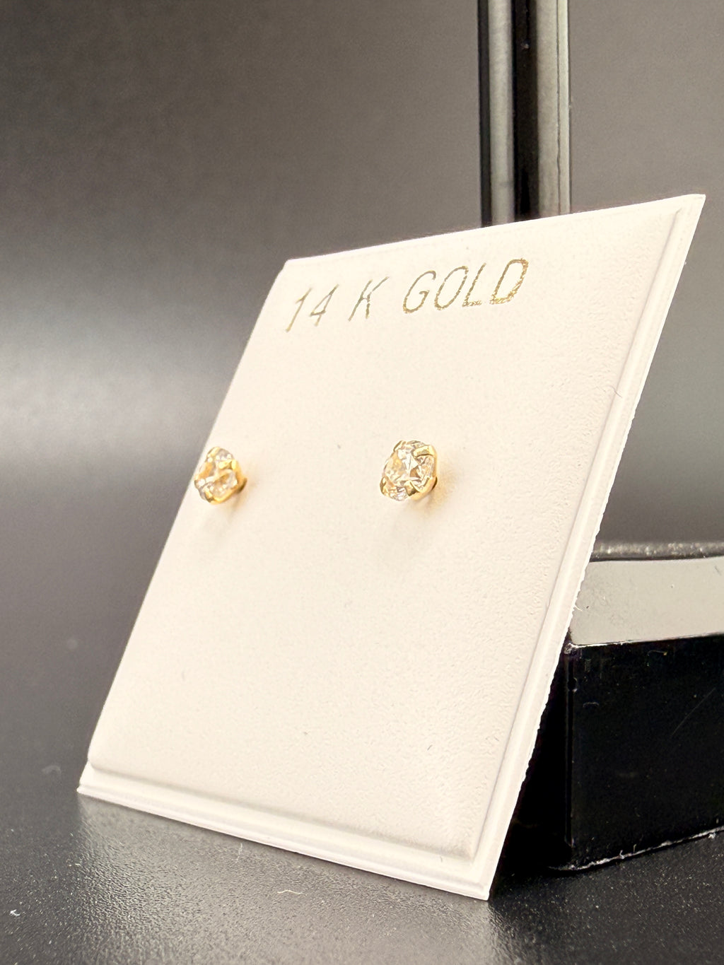 14K Gold 0.10 CT CZ Diamond Stud Earrings
