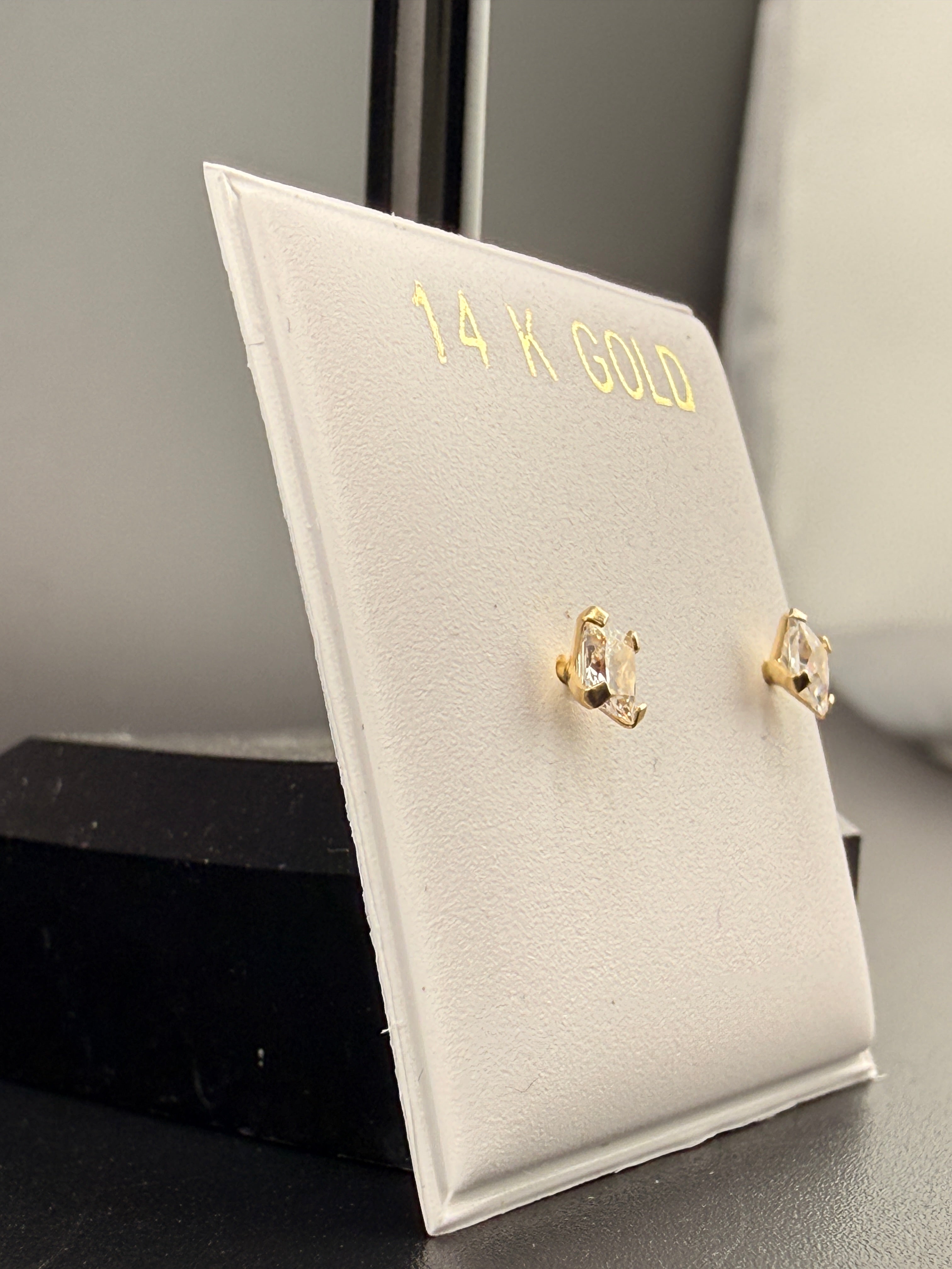 14K Gold 0.25 CT CZ Diamond Stud Earrings