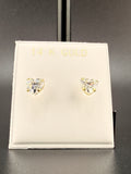 14K Gold 2CT CZ Diamond Heart Stud Earrings