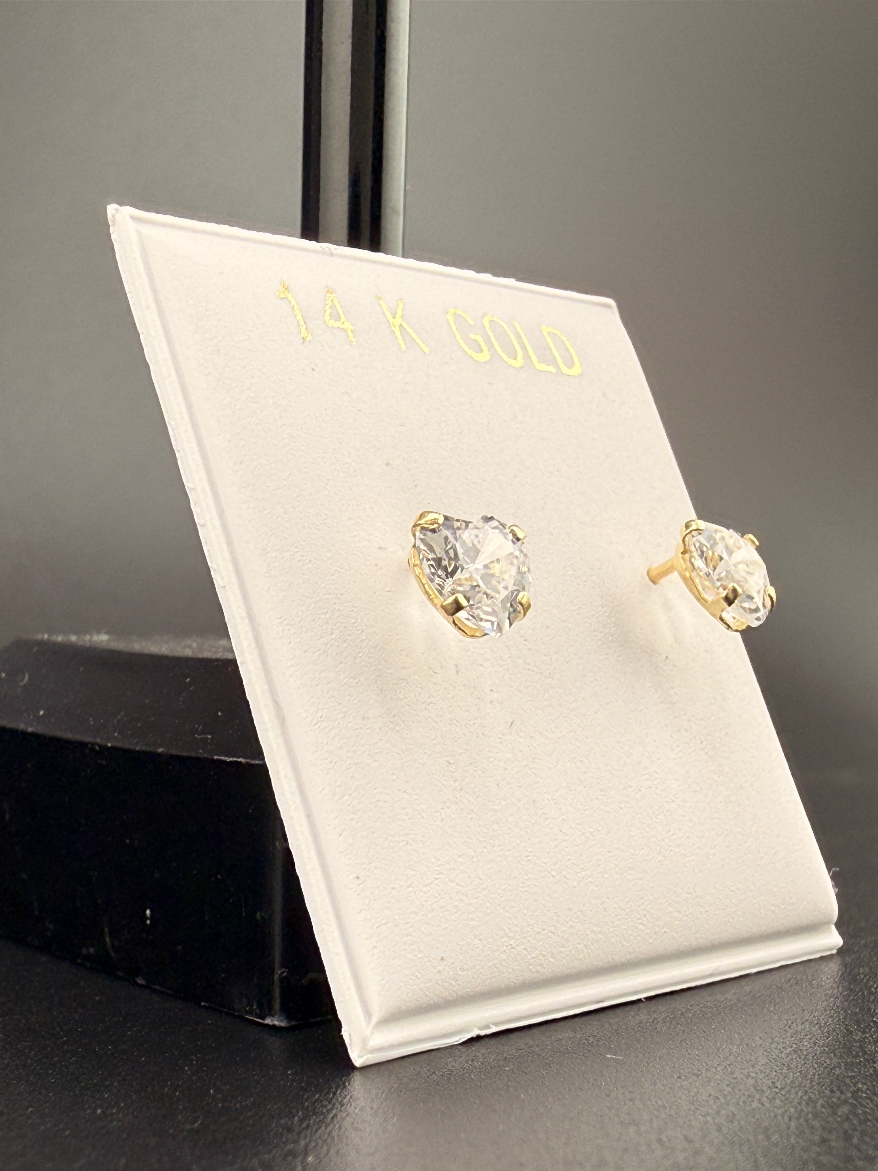 14K Gold 1.5CT CZ Diamond Stud Earrings