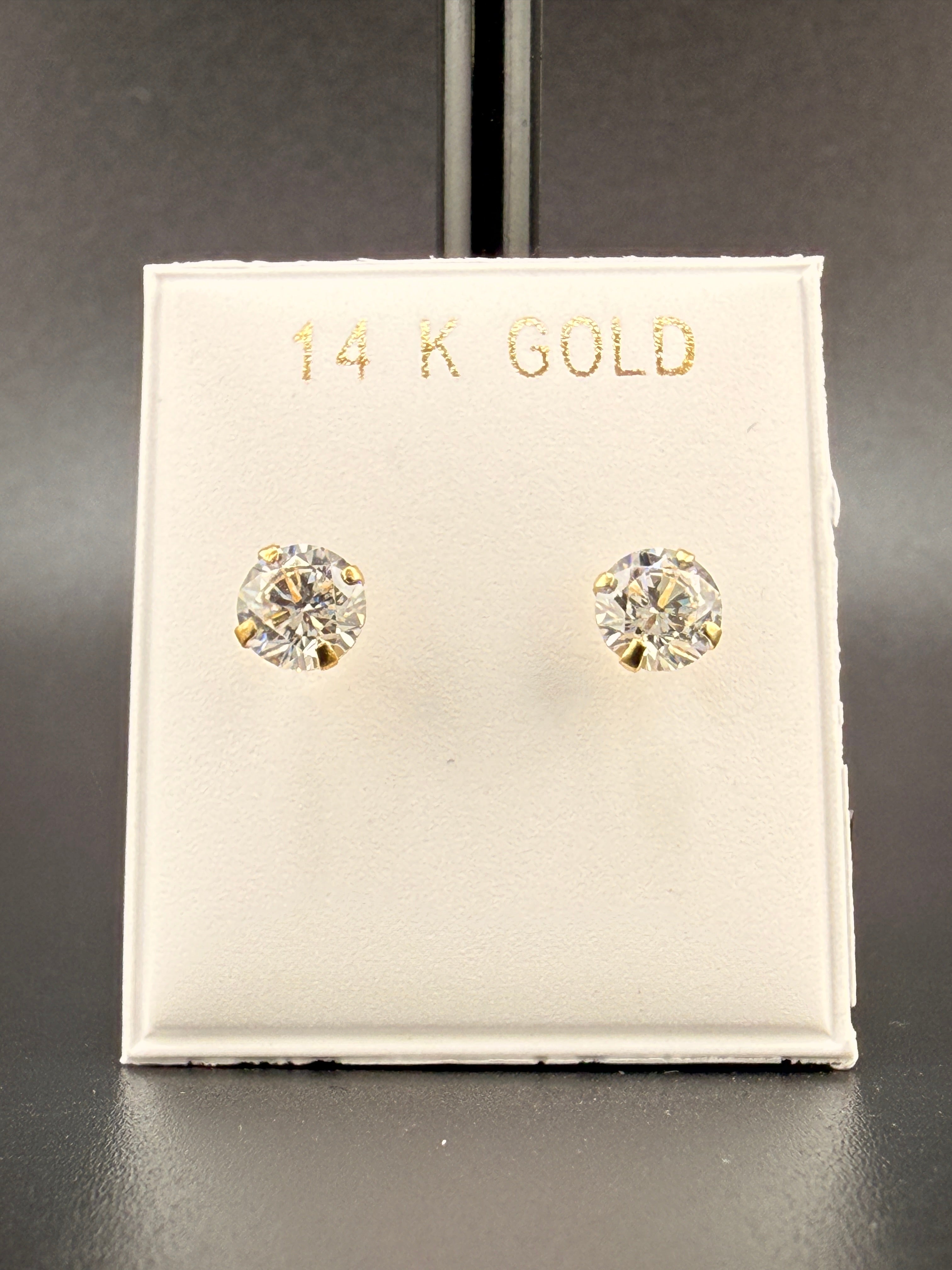 14K Gold 2CT CZ Diamond Stud Earrings