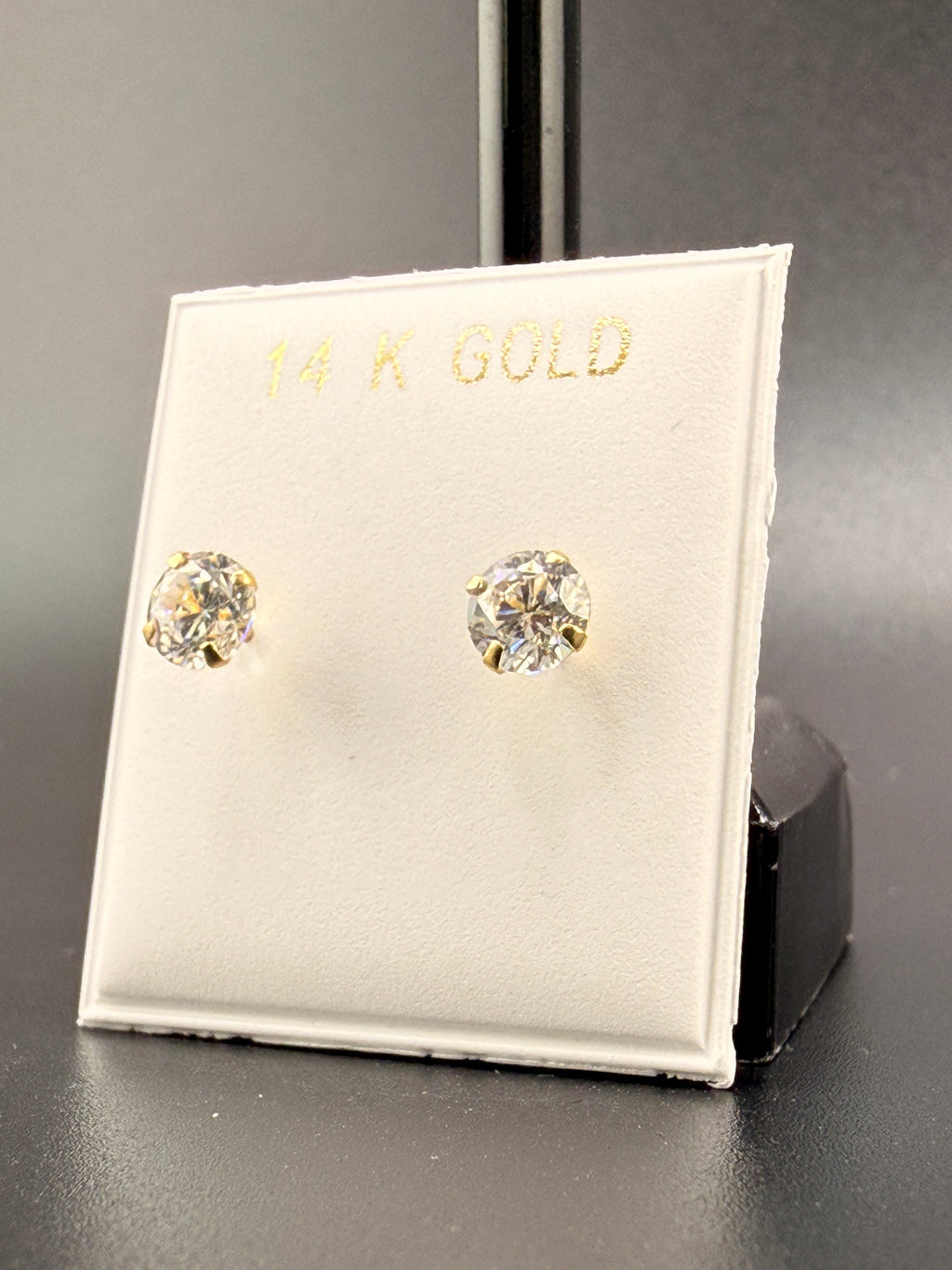 14K Gold 2CT CZ Diamond Stud Earrings
