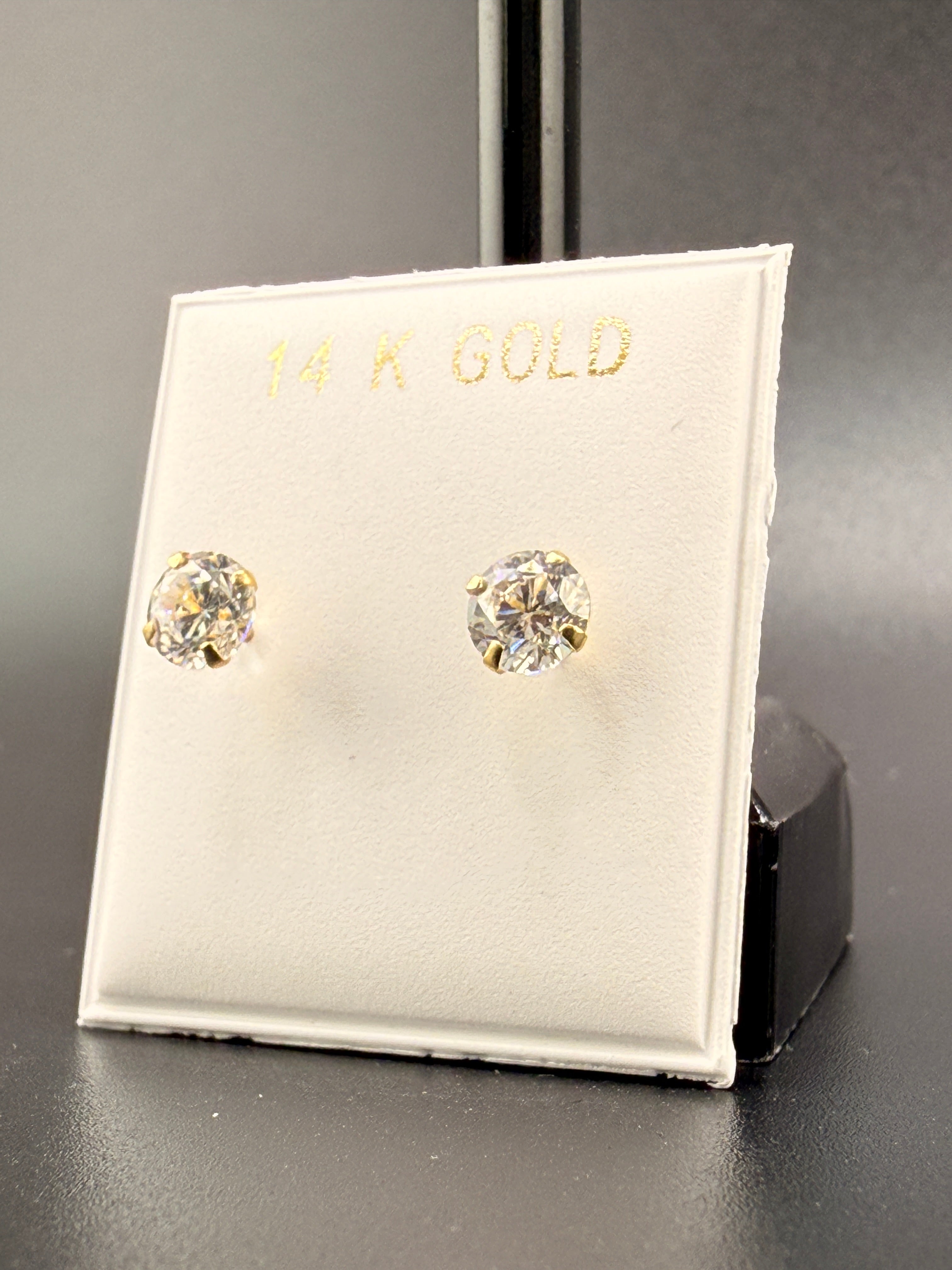 14K Gold 2CT CZ Diamond Stud Earrings