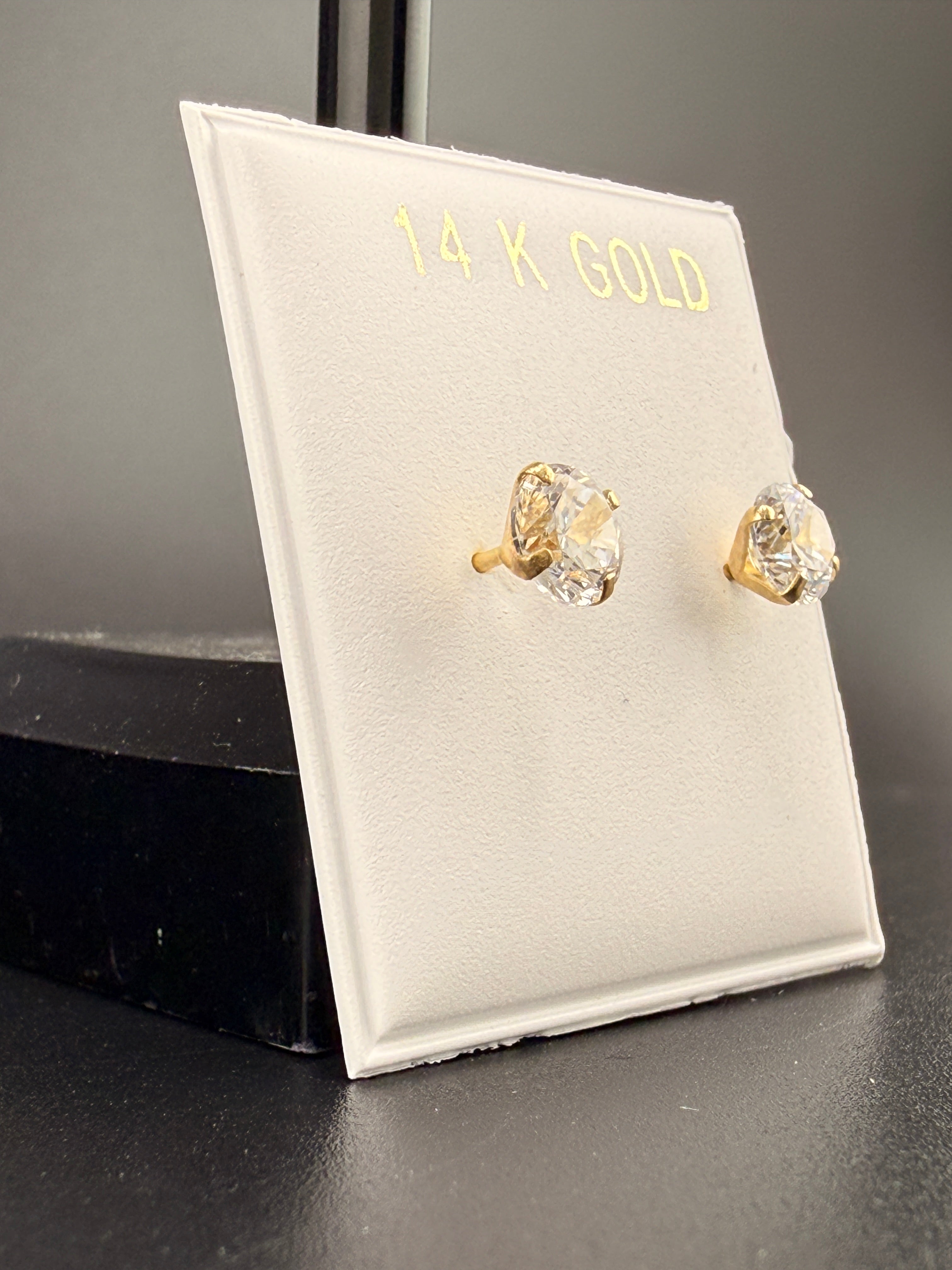 14K Gold 2CT CZ Diamond Stud Earrings