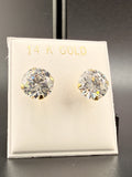 14K Gold 3 CT CZ Diamond Stud Earrings